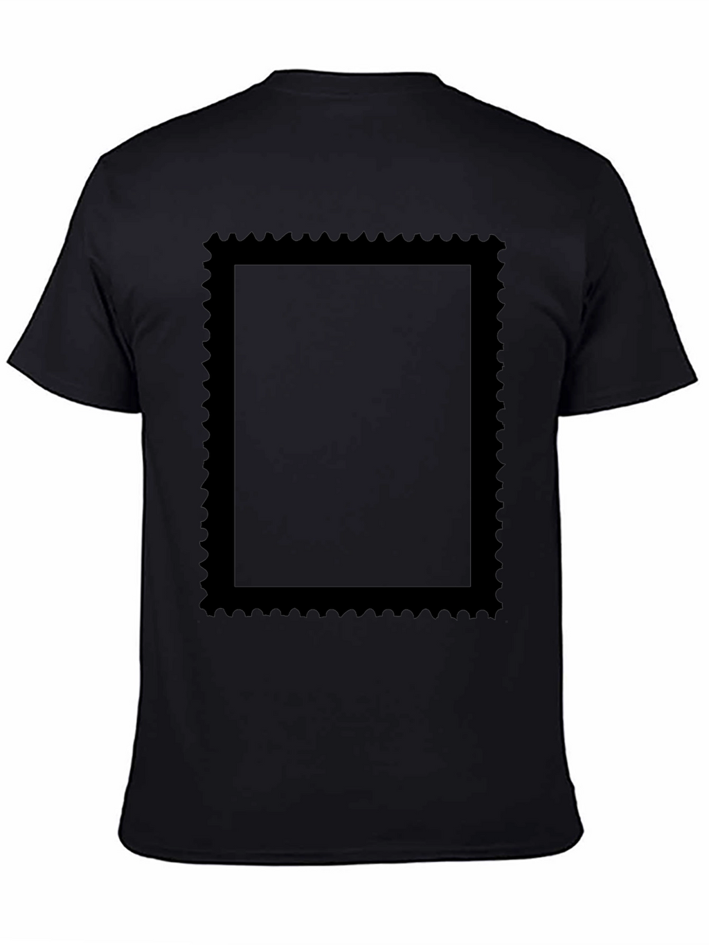 Black Graphic Tee with Stamp Style Design