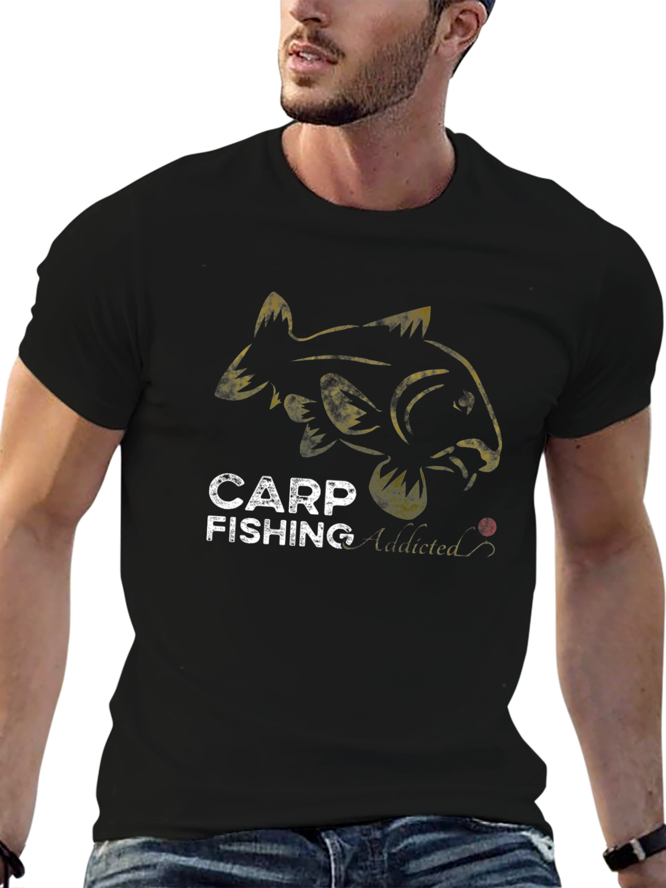 Carp Fishing Addicted Black T-Shirt