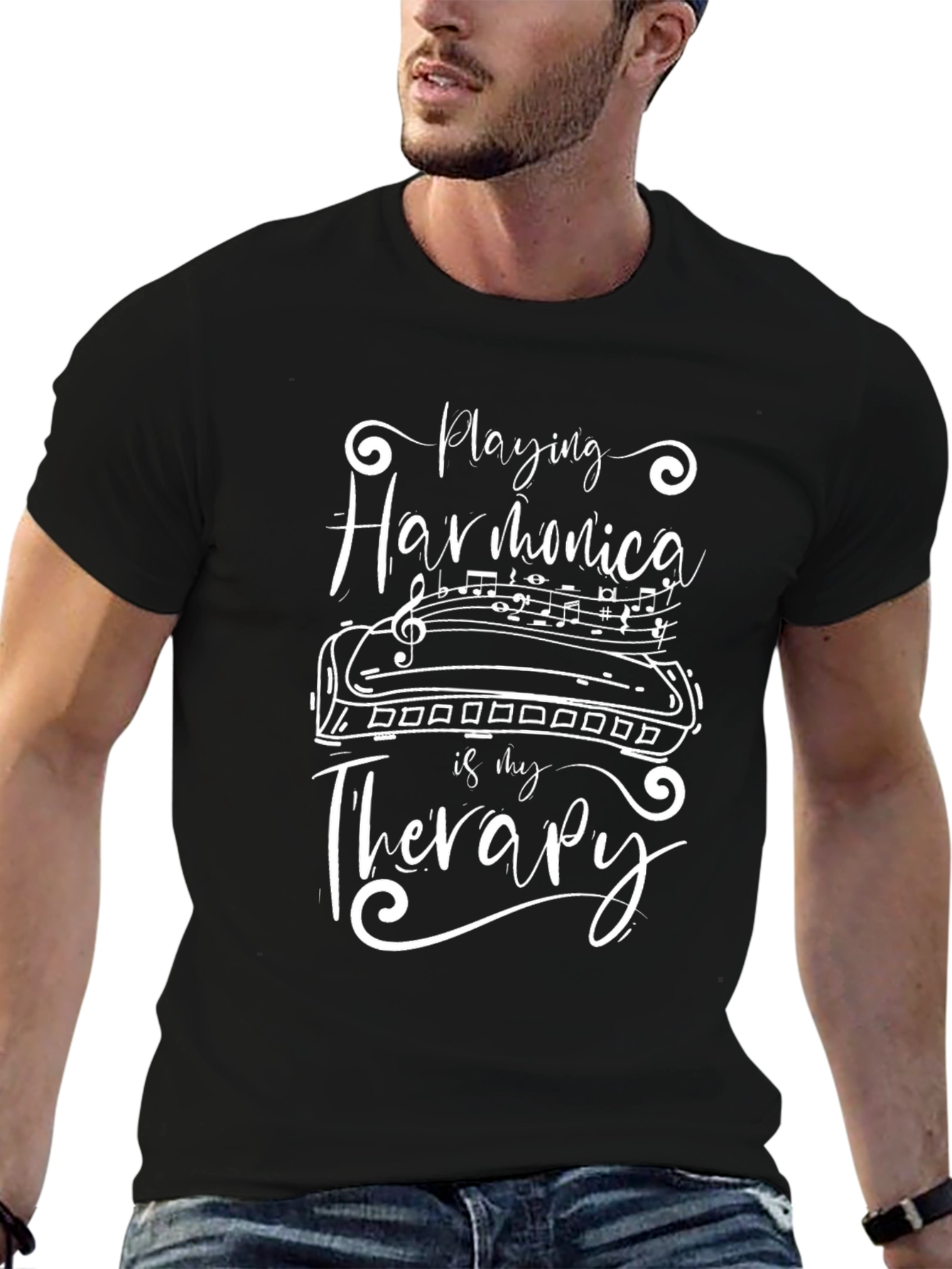 Harmonica Therapy T-Shirt - Music Lover Tee