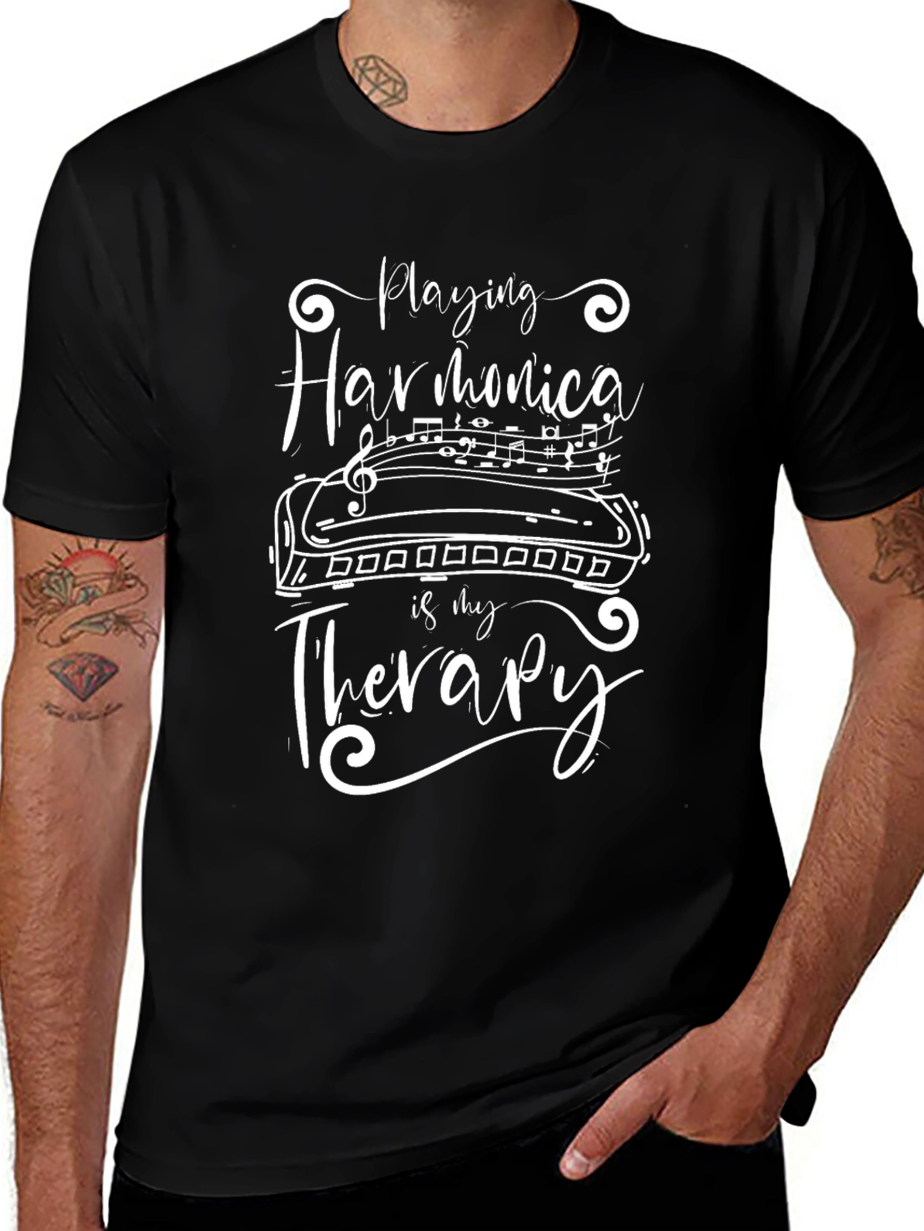 Harmonica Therapy T-Shirt - Music Lover Tee