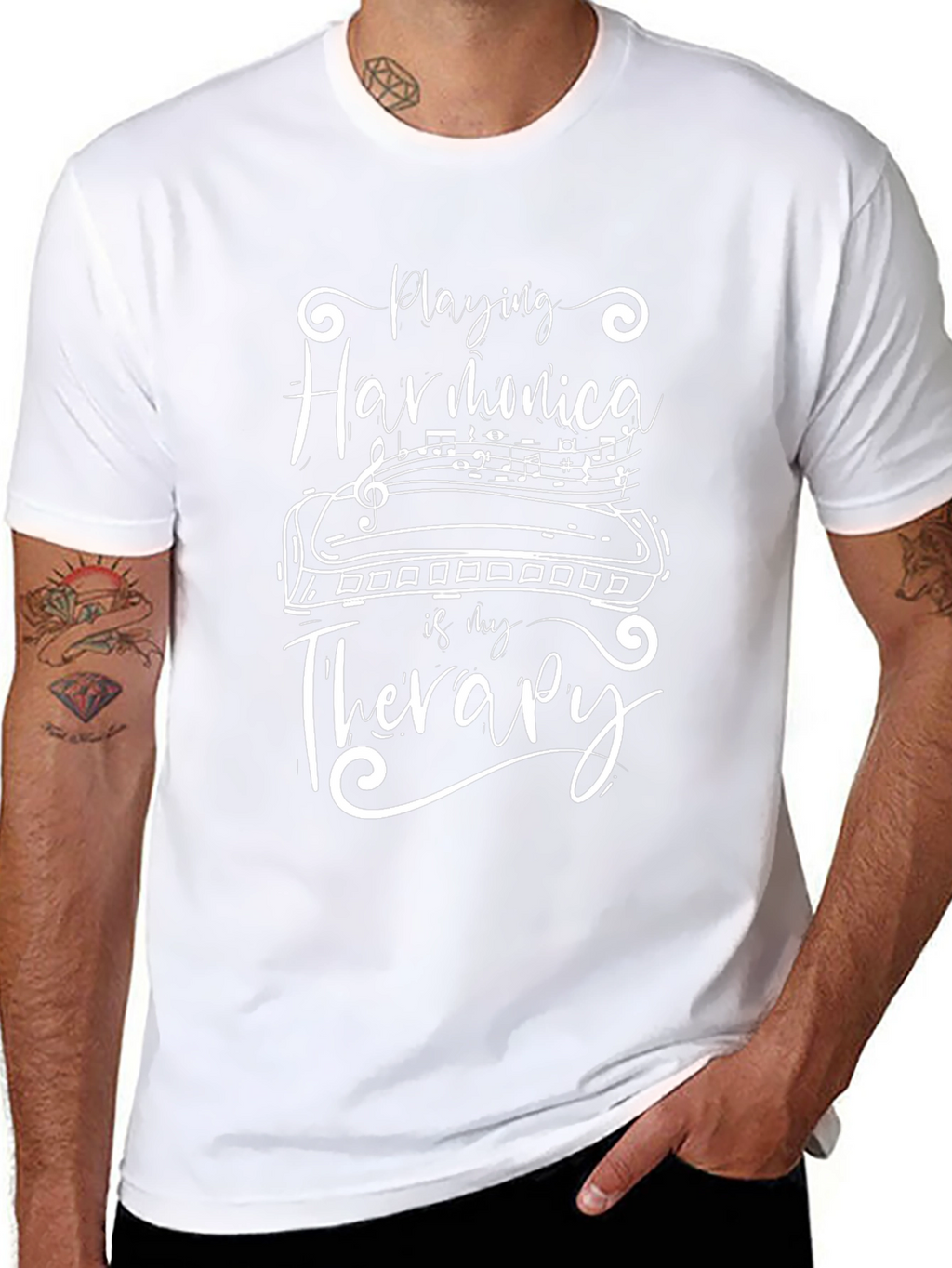 Harmonica Therapy T-Shirt - Music Lover Tee