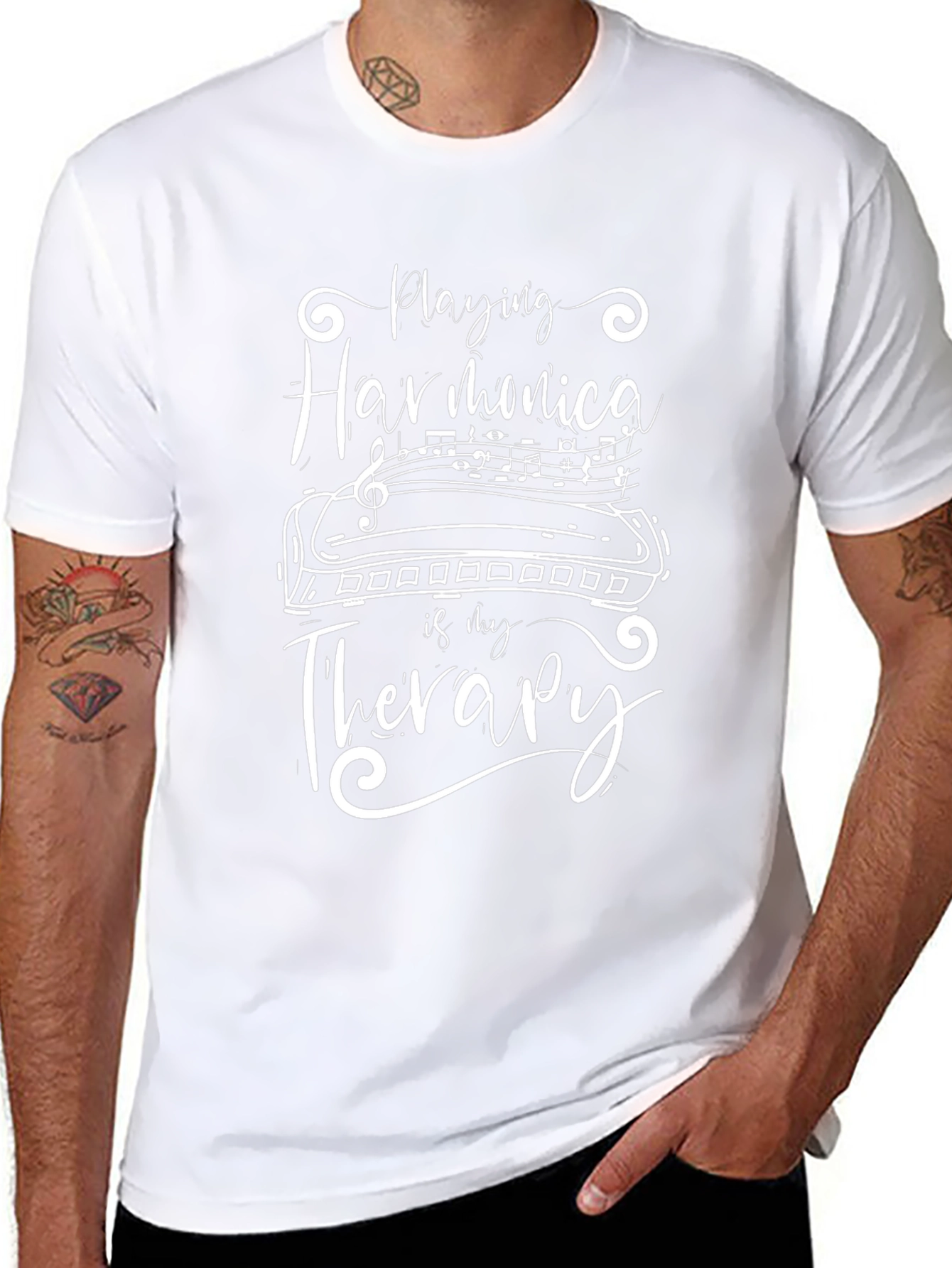 Harmonica Therapy T-Shirt - Music Lover Tee