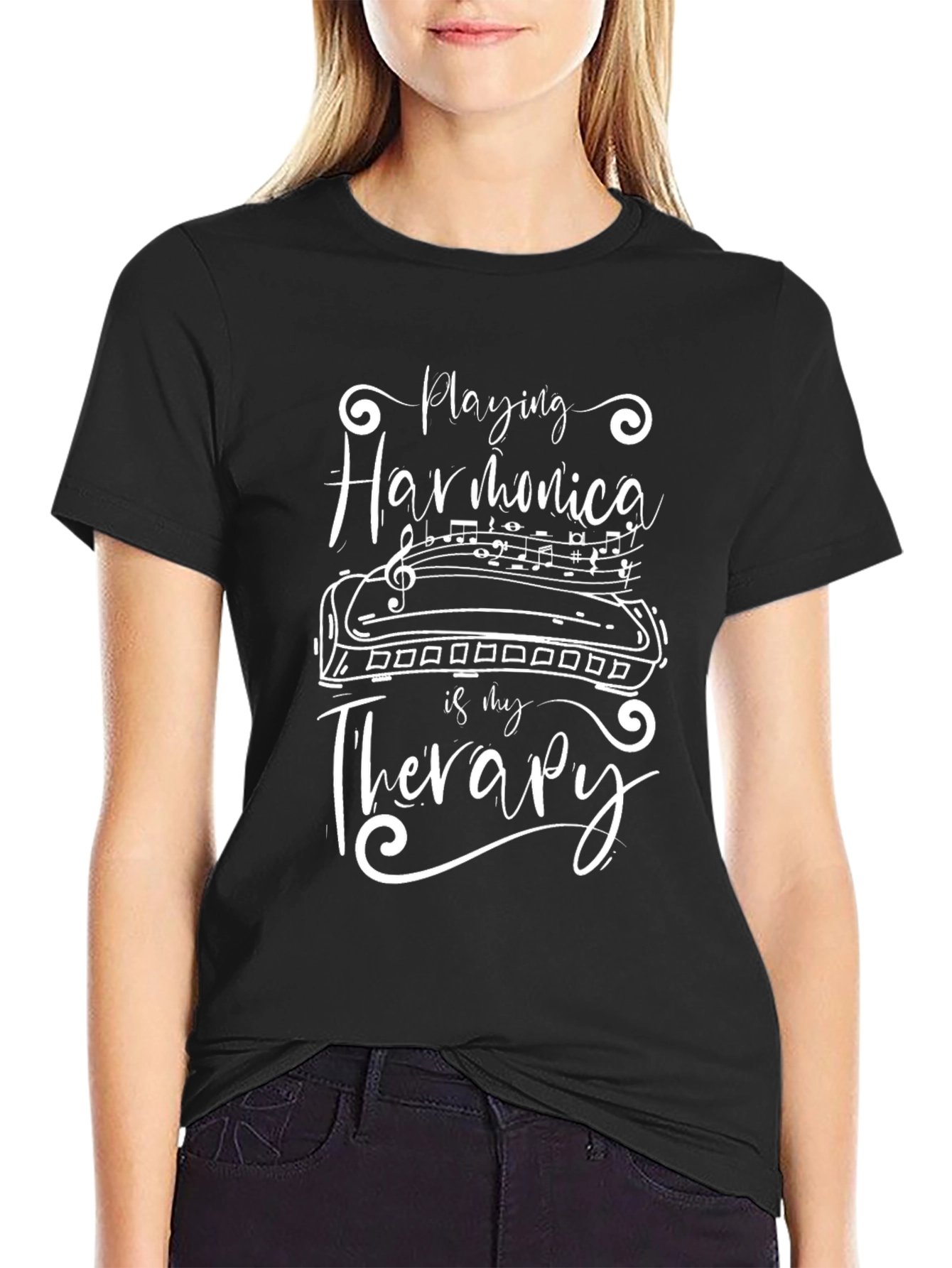 Harmonica Therapy T-Shirt - Music Lover Tee
