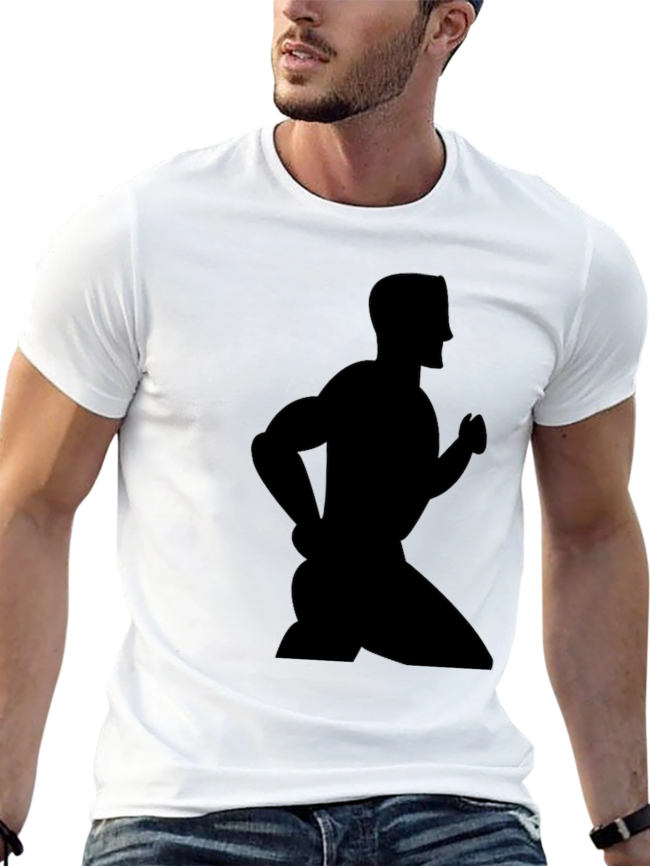 Mens Black T-Shirt - Running Silhouette Graphic Tee