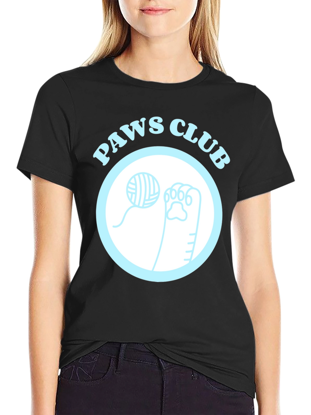 Paws Club Graphic Tee - Black Cotton T-Shirt