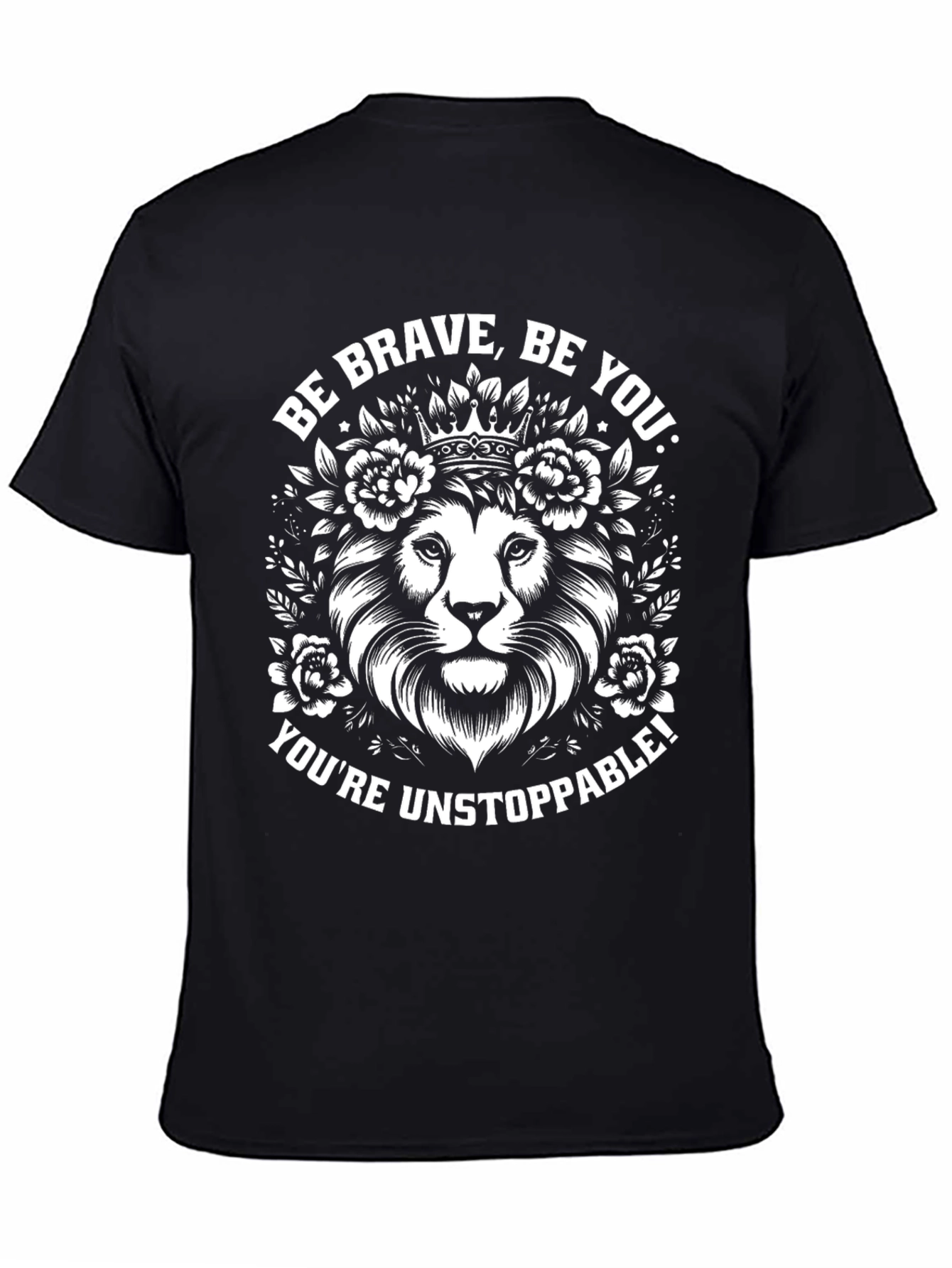 Be Brave Lion Graphic Tee - Black
