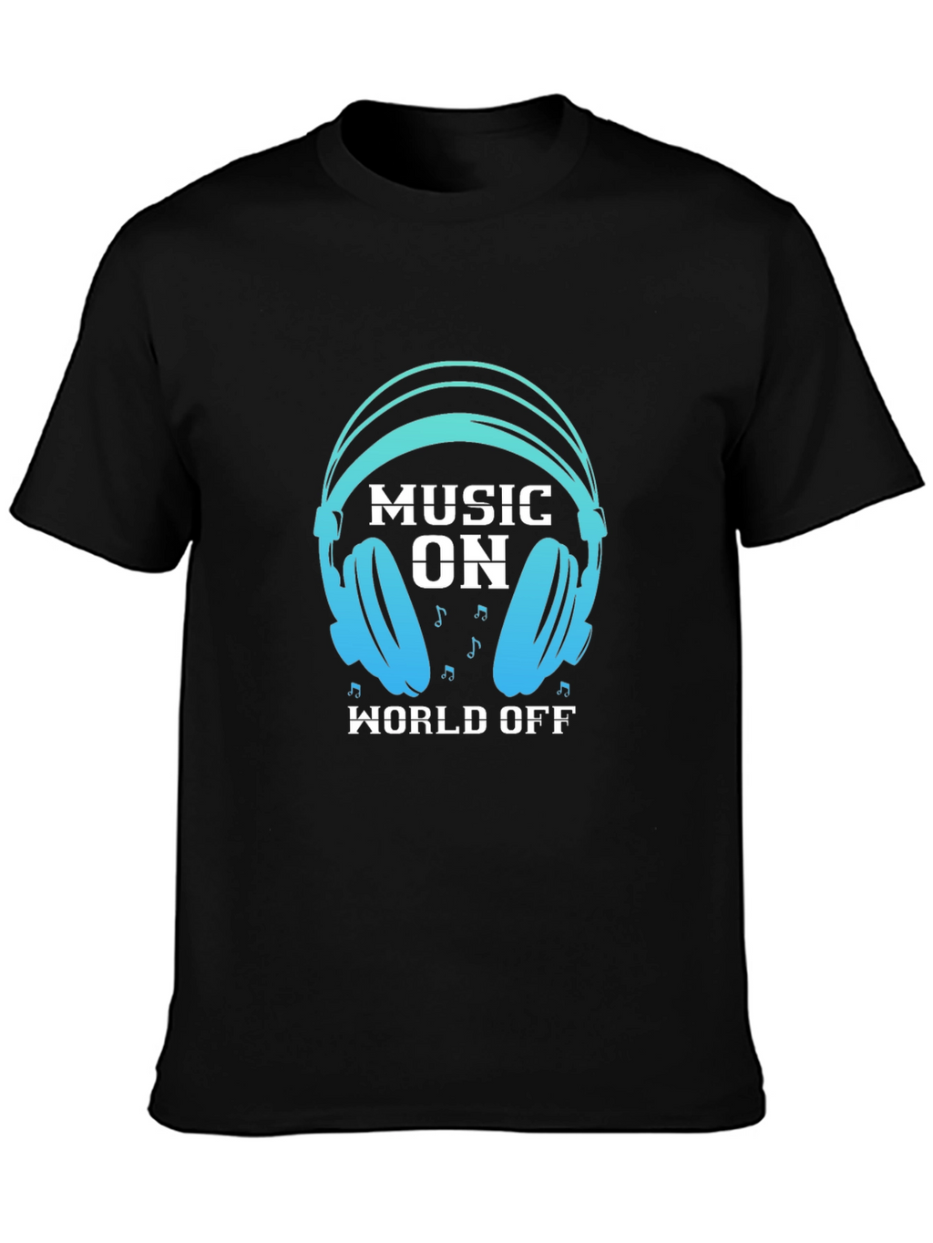 Music On World Off Black Graphic Tee