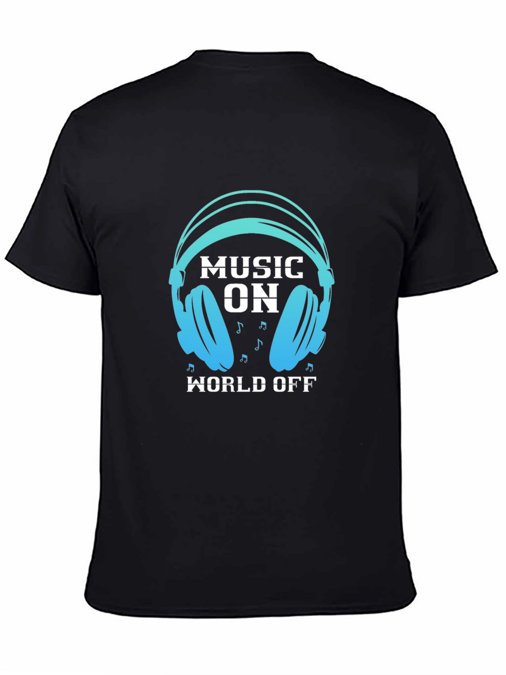 Music On World Off Black Graphic Tee
