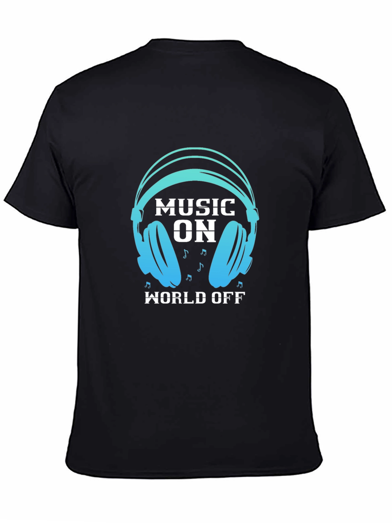 Music On World Off Black Graphic Tee