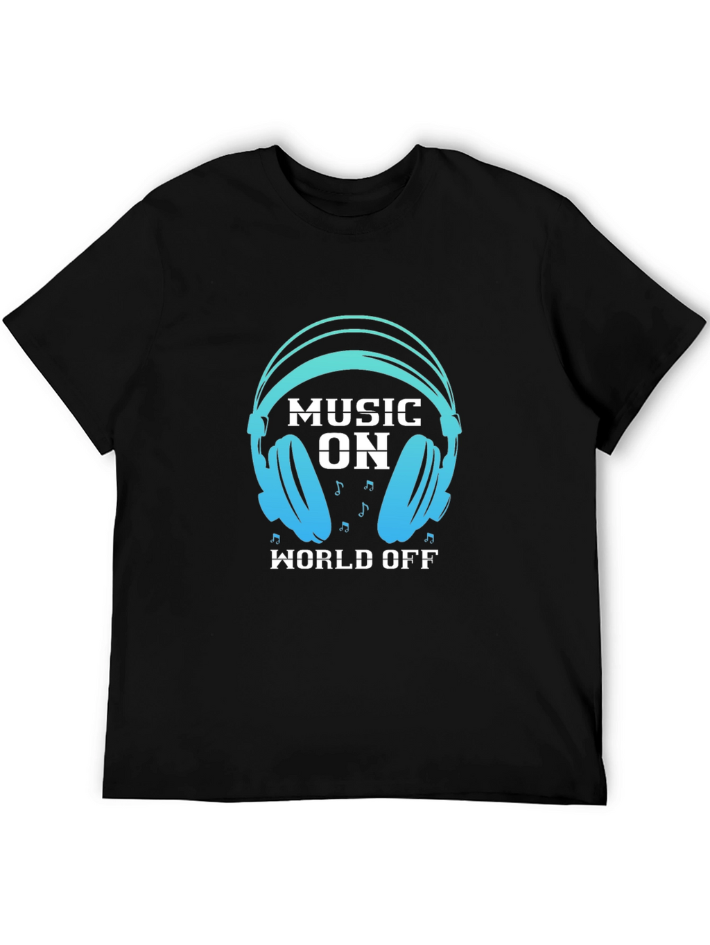 Music On World Off Black Graphic Tee