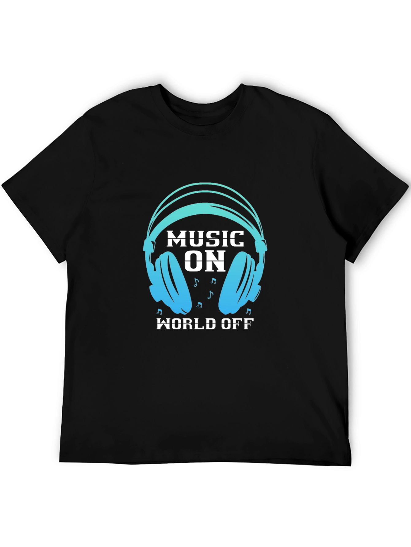 Music On World Off Black Graphic Tee