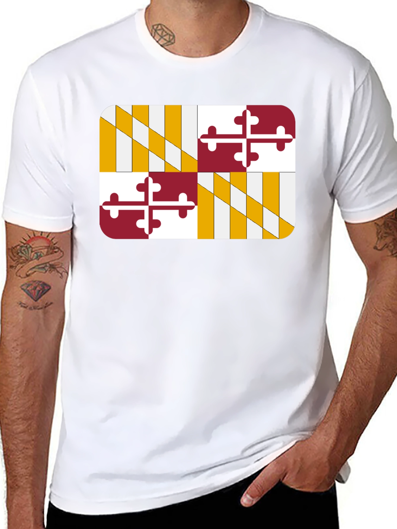 Maryland Flag Graphic Tee - Black Cotton T-Shirt