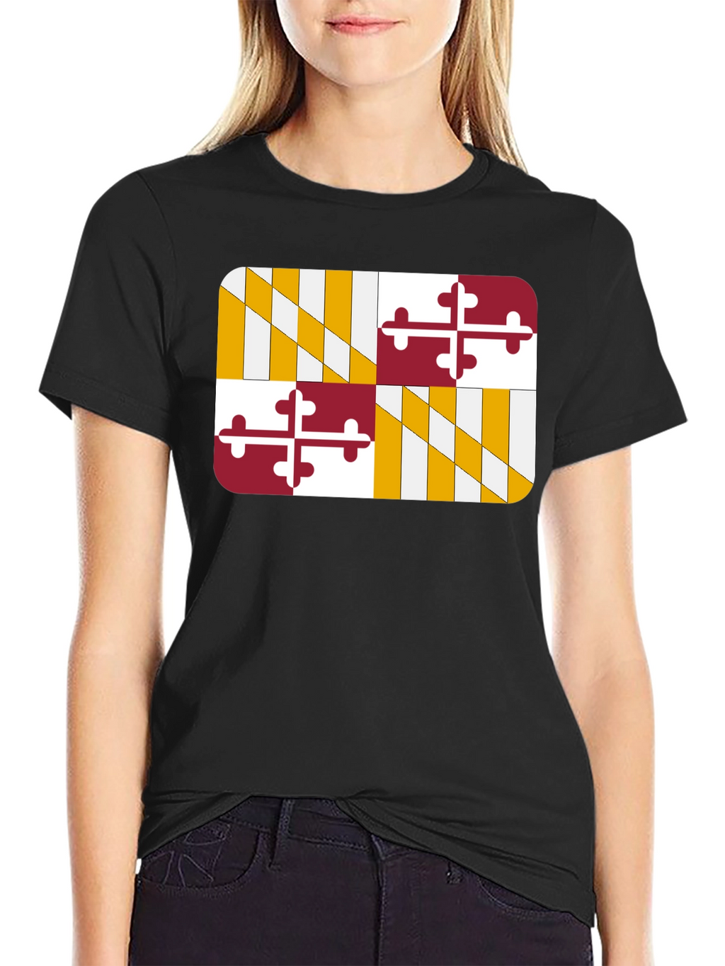 Maryland Flag Graphic Tee - Black Cotton T-Shirt