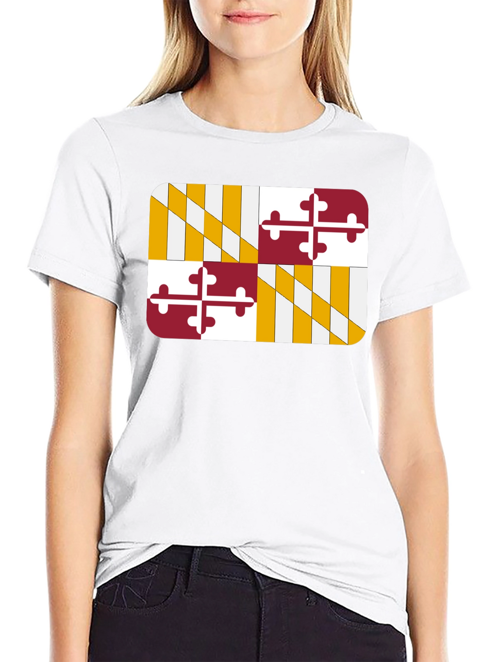 Maryland Flag Graphic Tee - Black Cotton T-Shirt