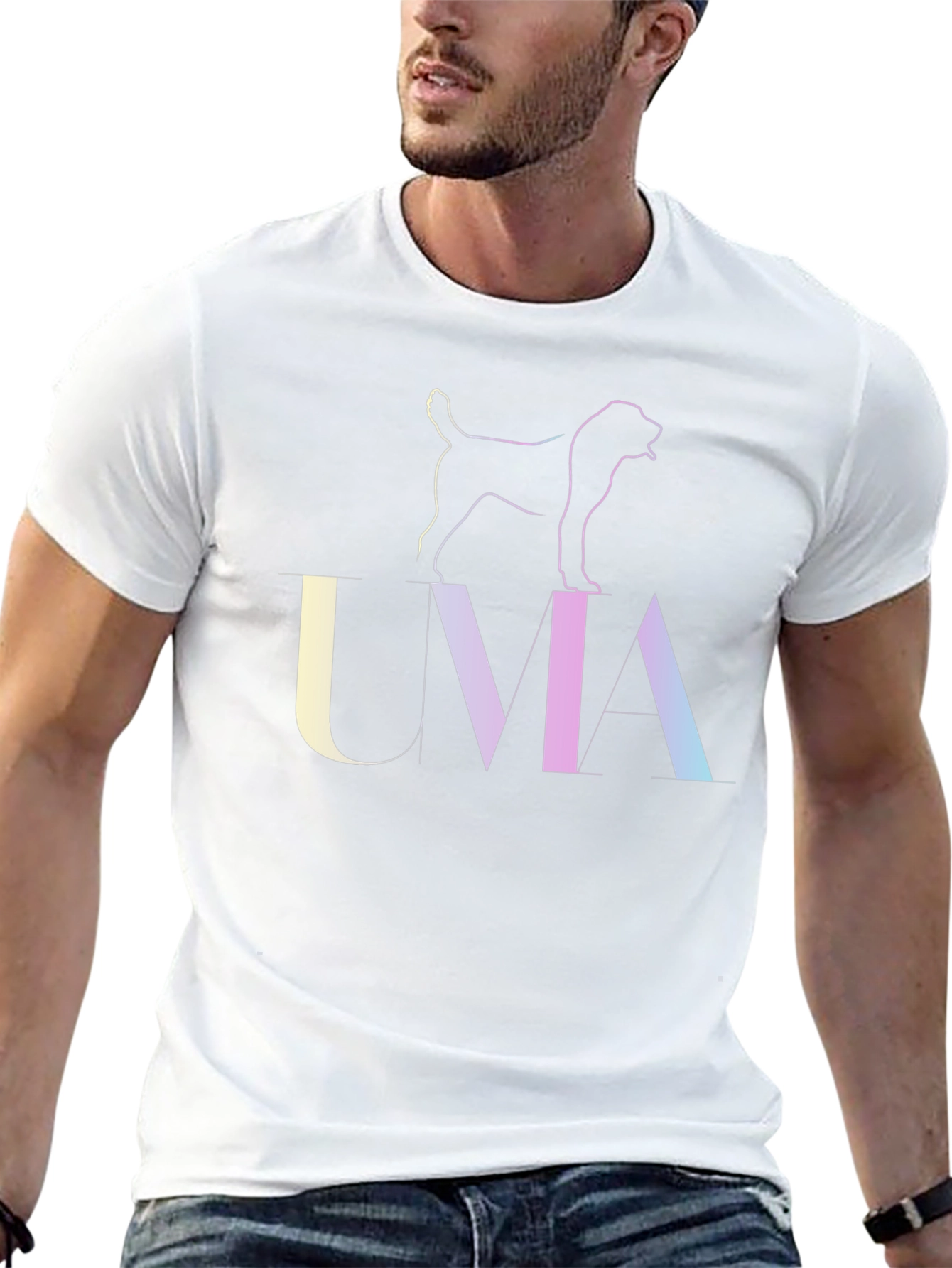 UMA Dog Outline Graphic T-Shirt - Unisex Black Tee