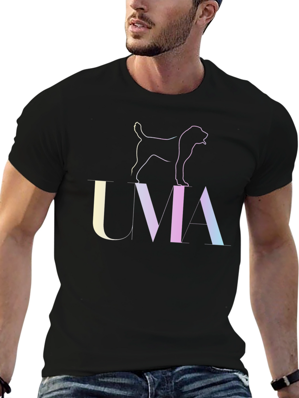 UMA Dog Outline Graphic T-Shirt - Unisex Black Tee
