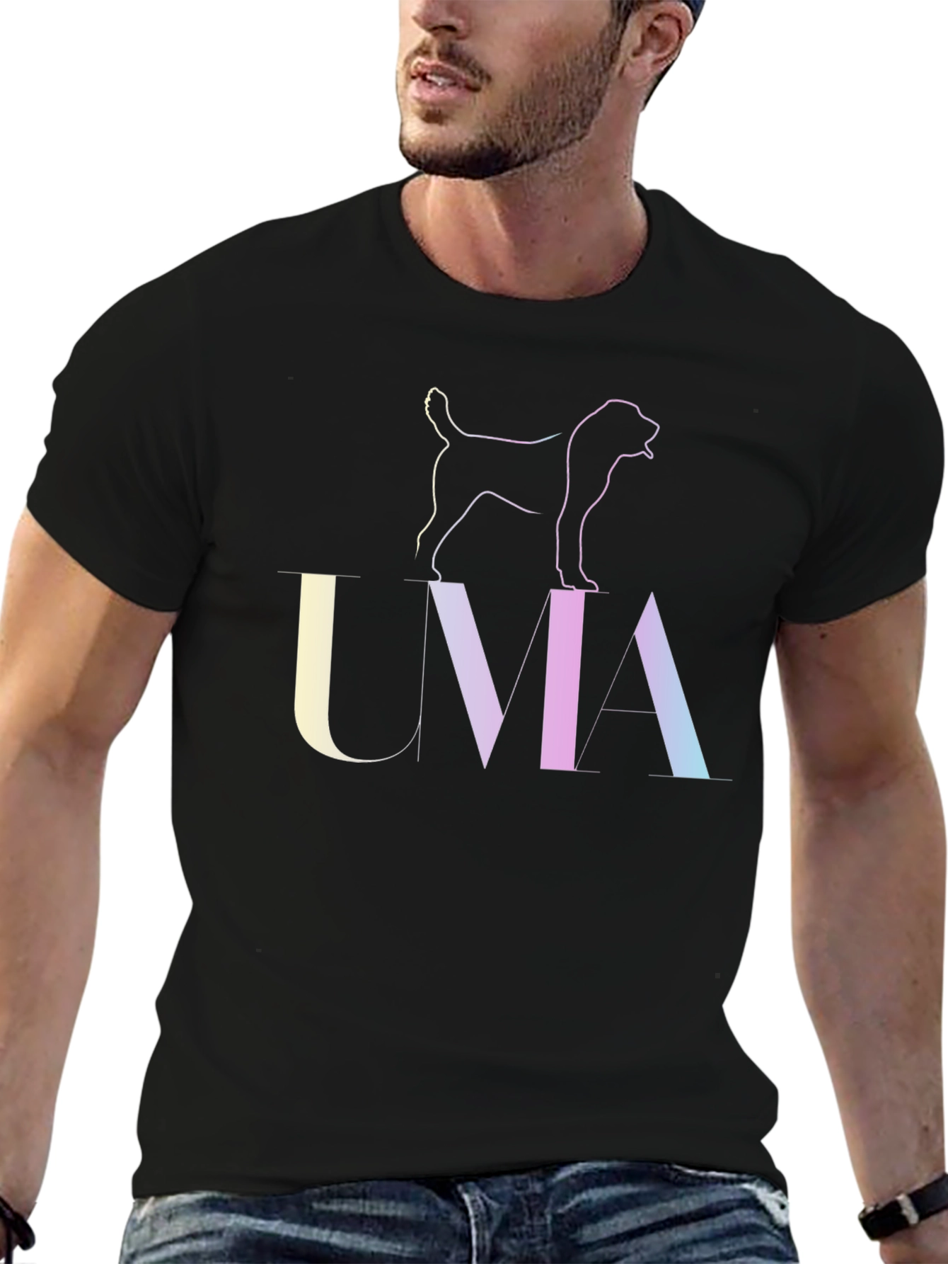UMA Dog Outline Graphic T-Shirt - Unisex Black Tee