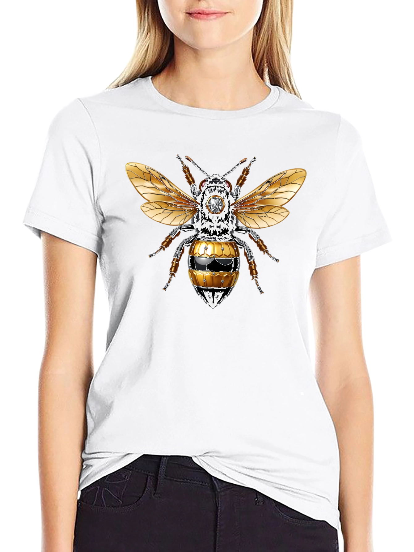 Graphic Tee - Honey Bee Design Black T-Shirt