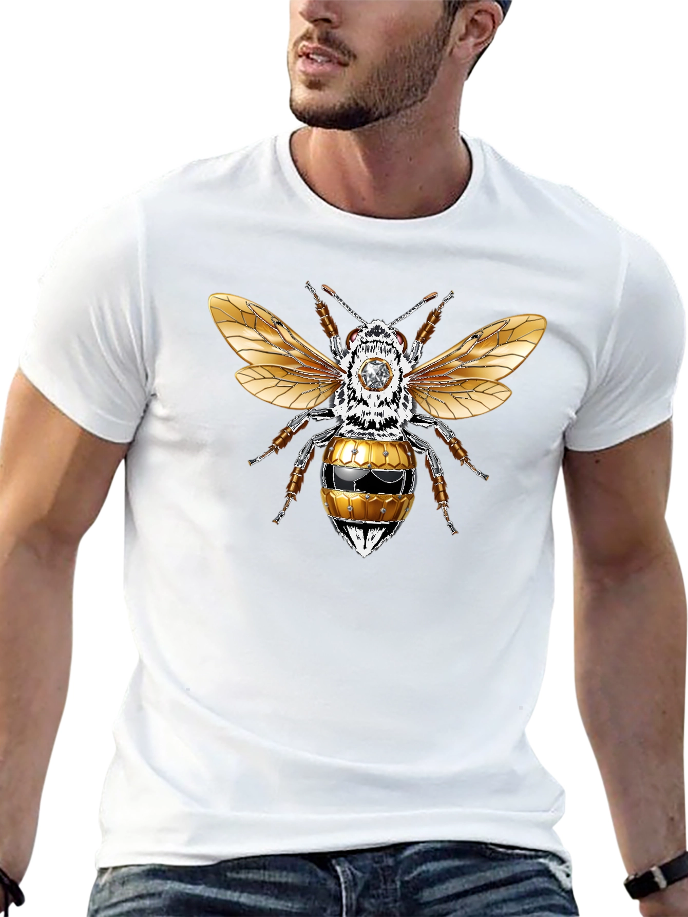 Graphic Tee - Honey Bee Design Black T-Shirt