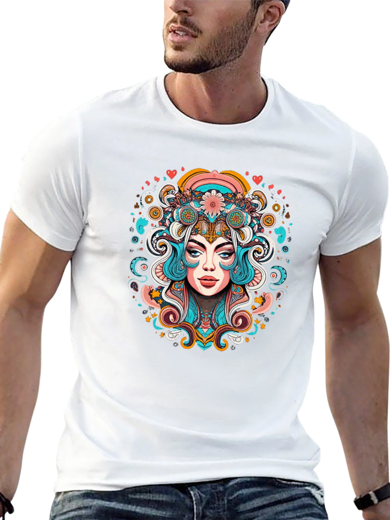 Psychedelic Woman Graphic Tee - Black Unisex T-Shirt