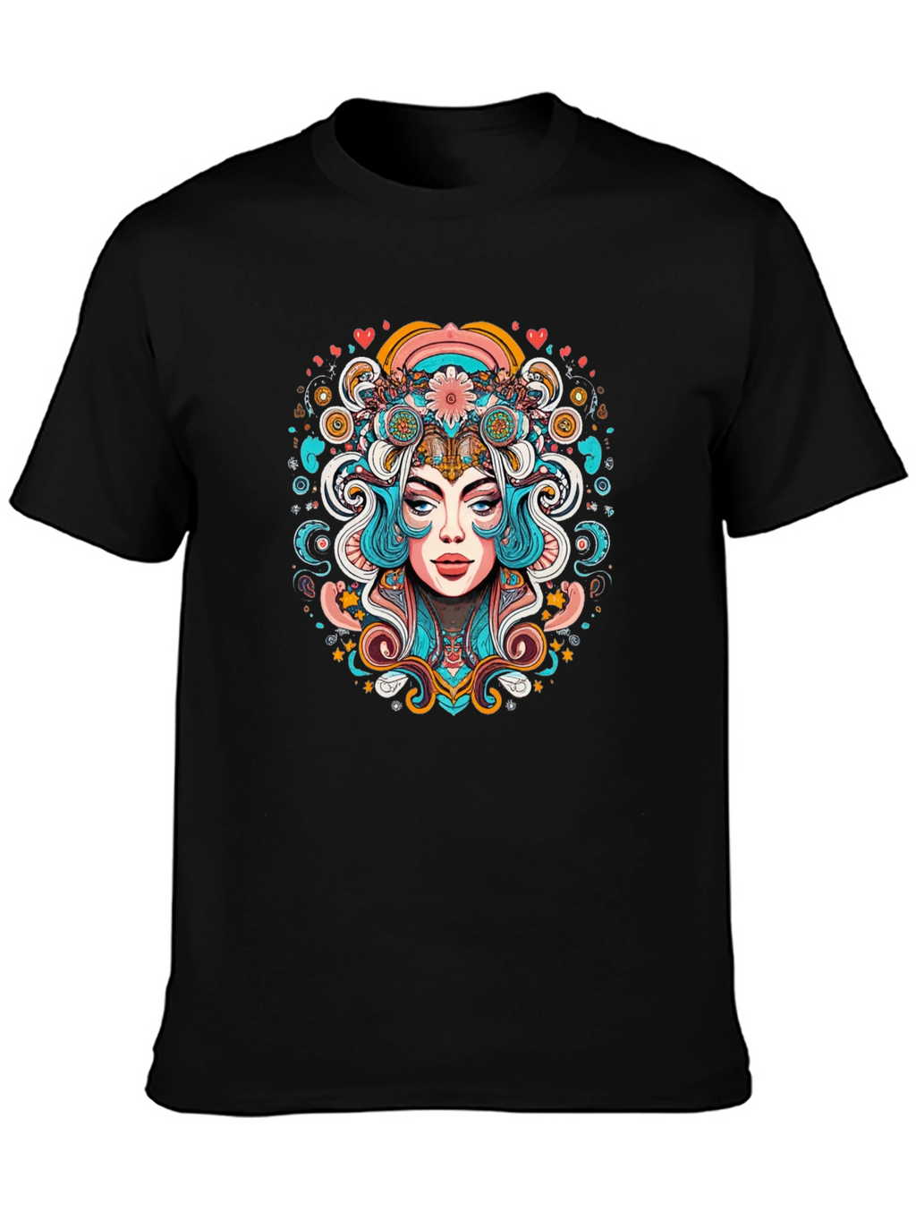 Psychedelic Woman Graphic Tee - Black Unisex T-Shirt