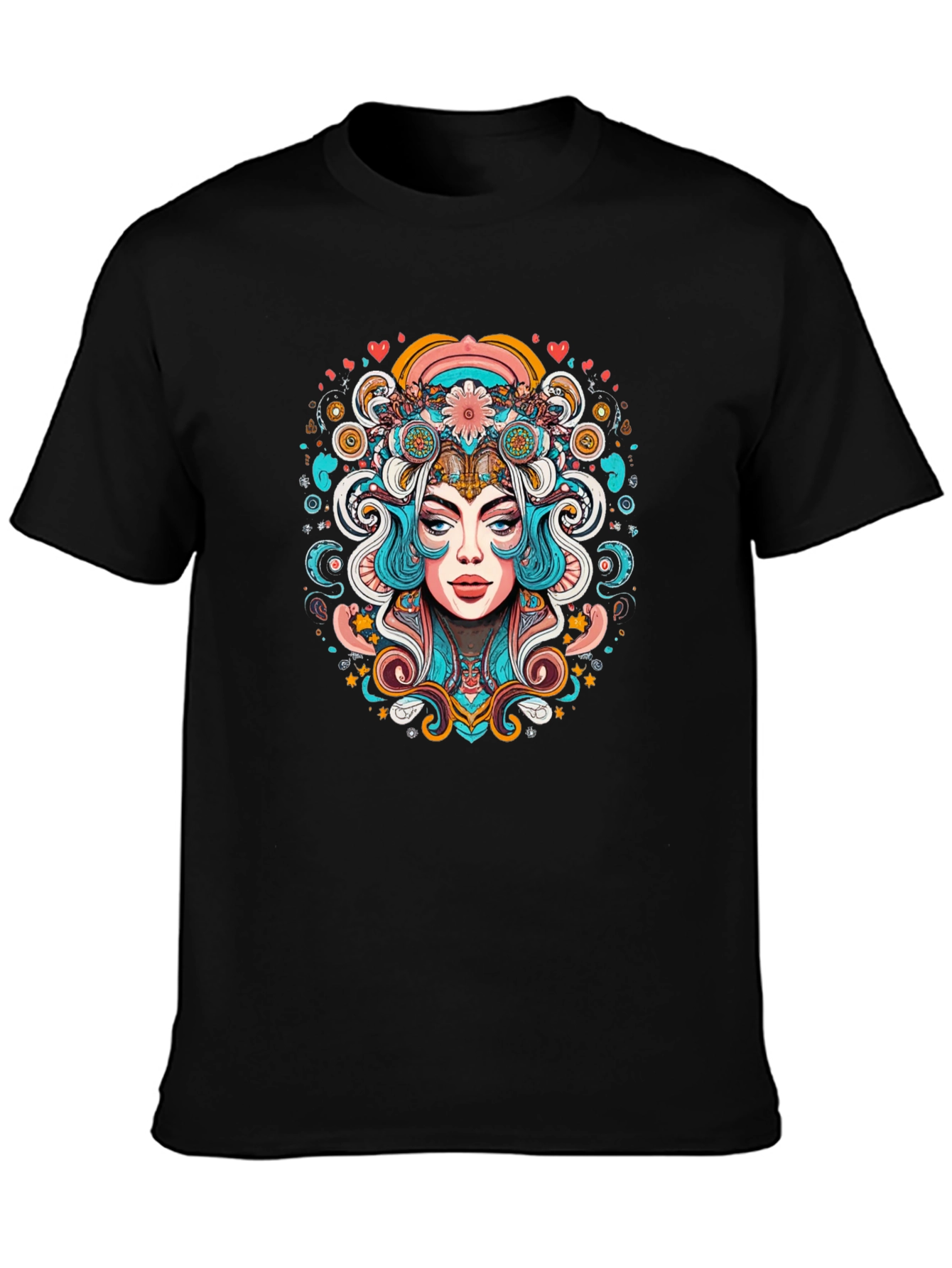 Psychedelic Woman Graphic Tee - Black Unisex T-Shirt