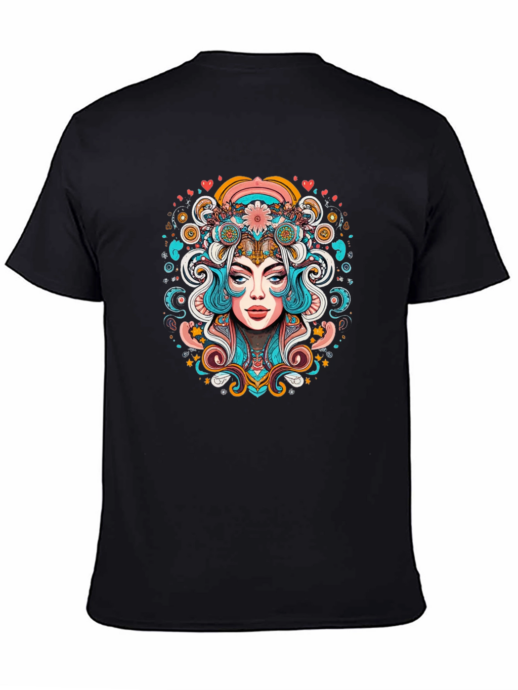 Psychedelic Woman Graphic Tee - Black Unisex T-Shirt