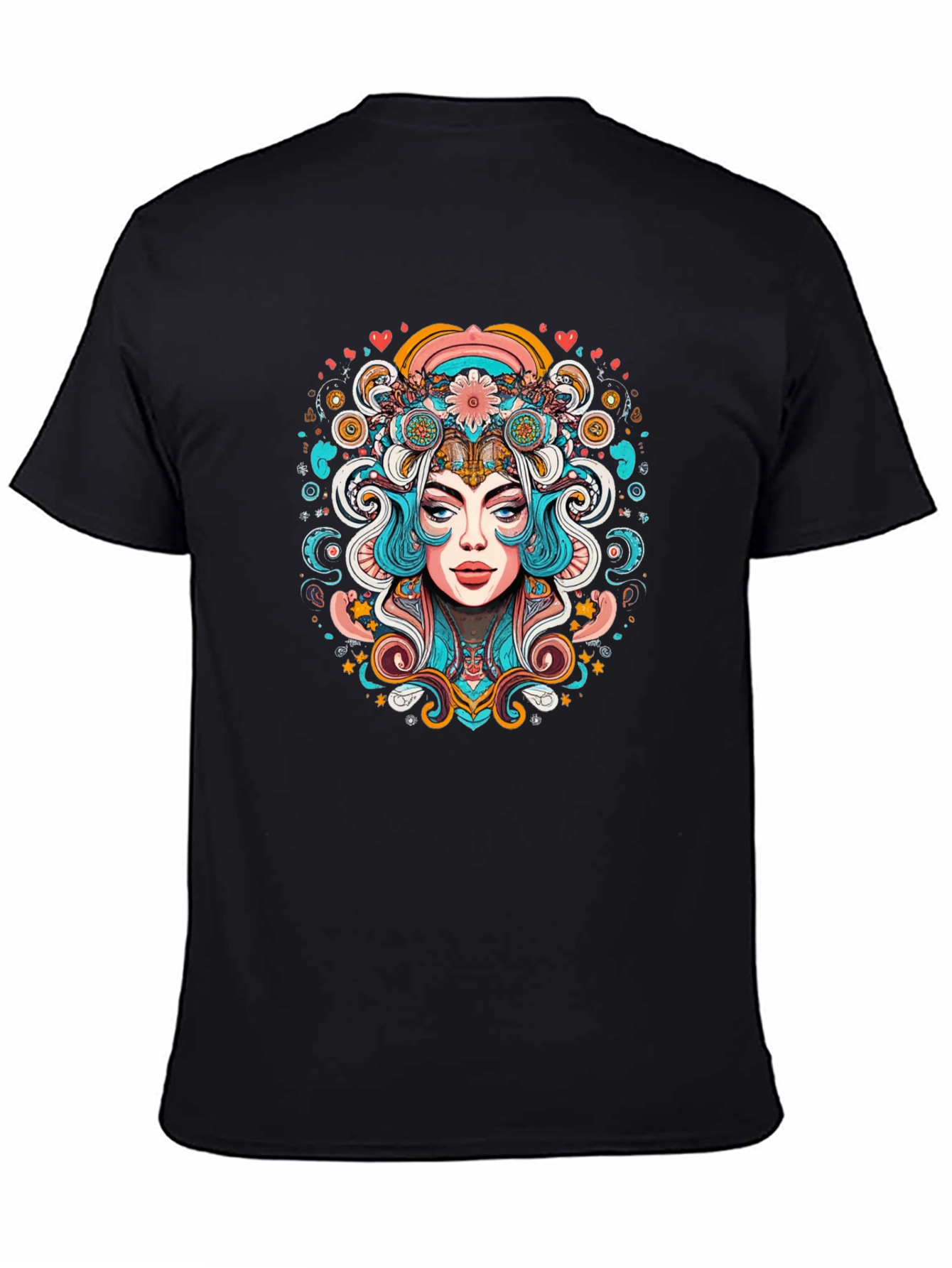 Psychedelic Woman Graphic Tee - Black Unisex T-Shirt
