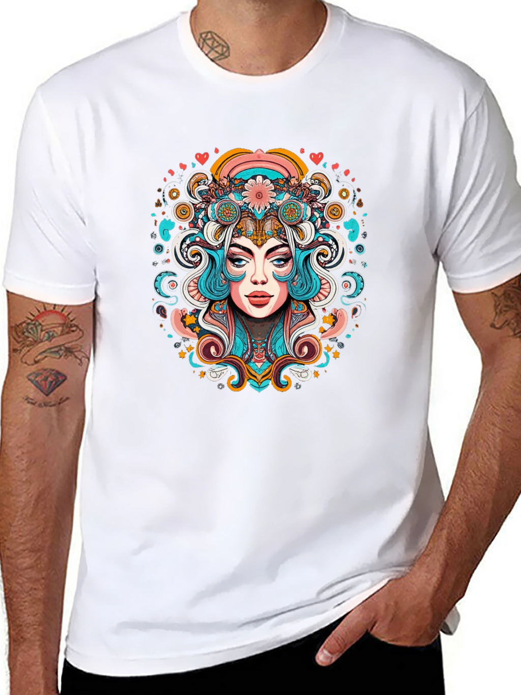 Psychedelic Woman Graphic Tee - Black Unisex T-Shirt