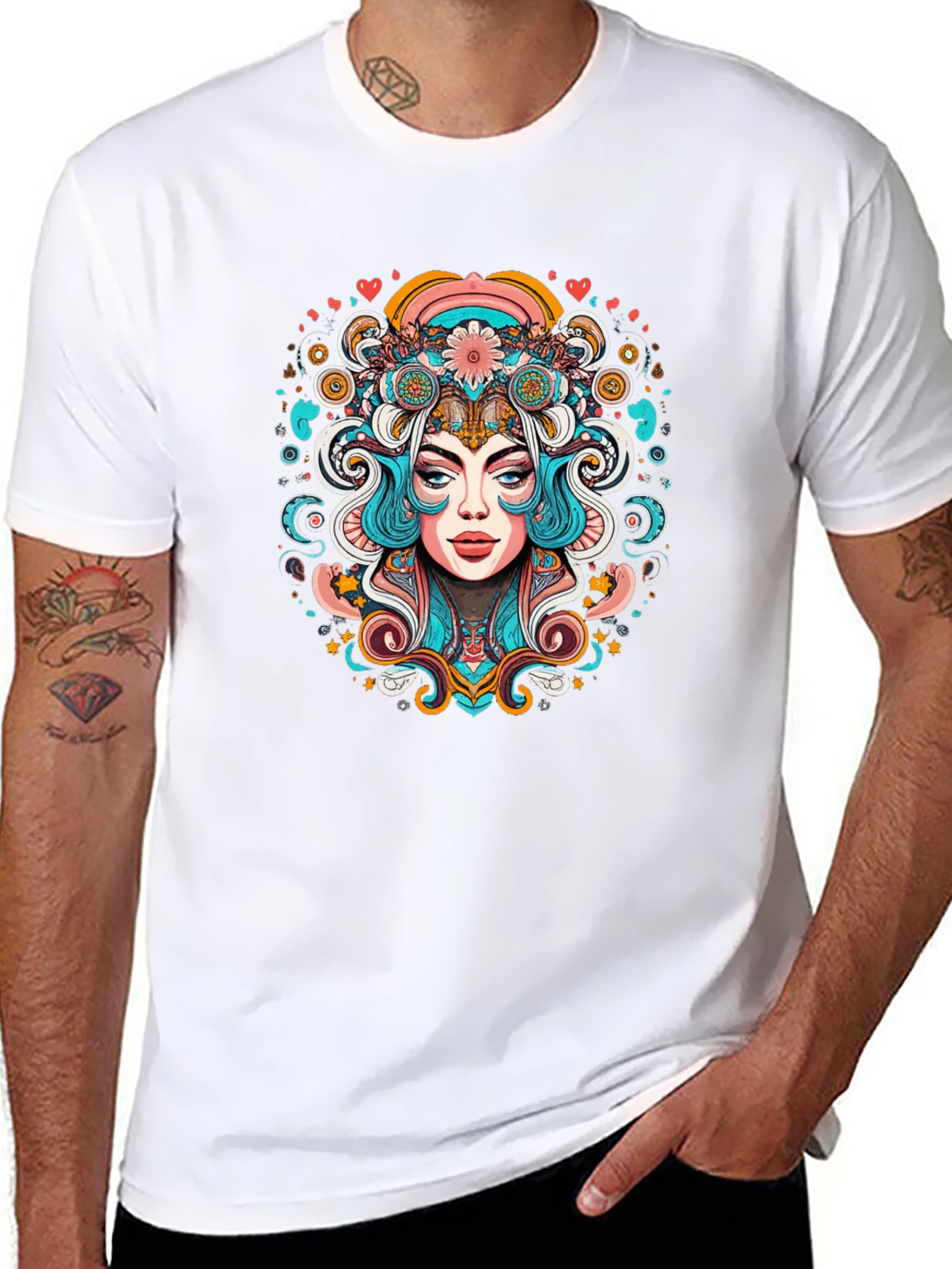 Psychedelic Woman Graphic Tee - Black Unisex T-Shirt