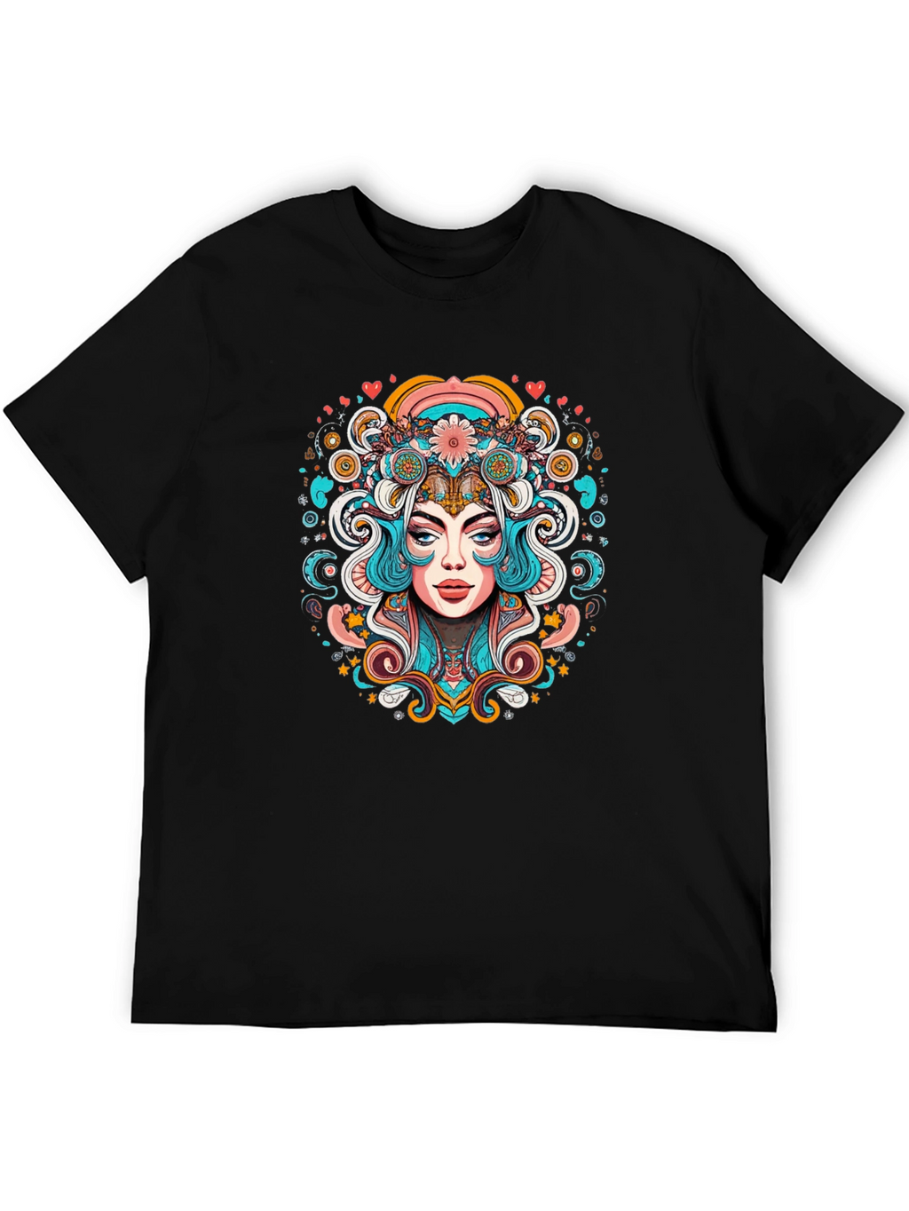 Psychedelic Woman Graphic Tee - Black Unisex T-Shirt