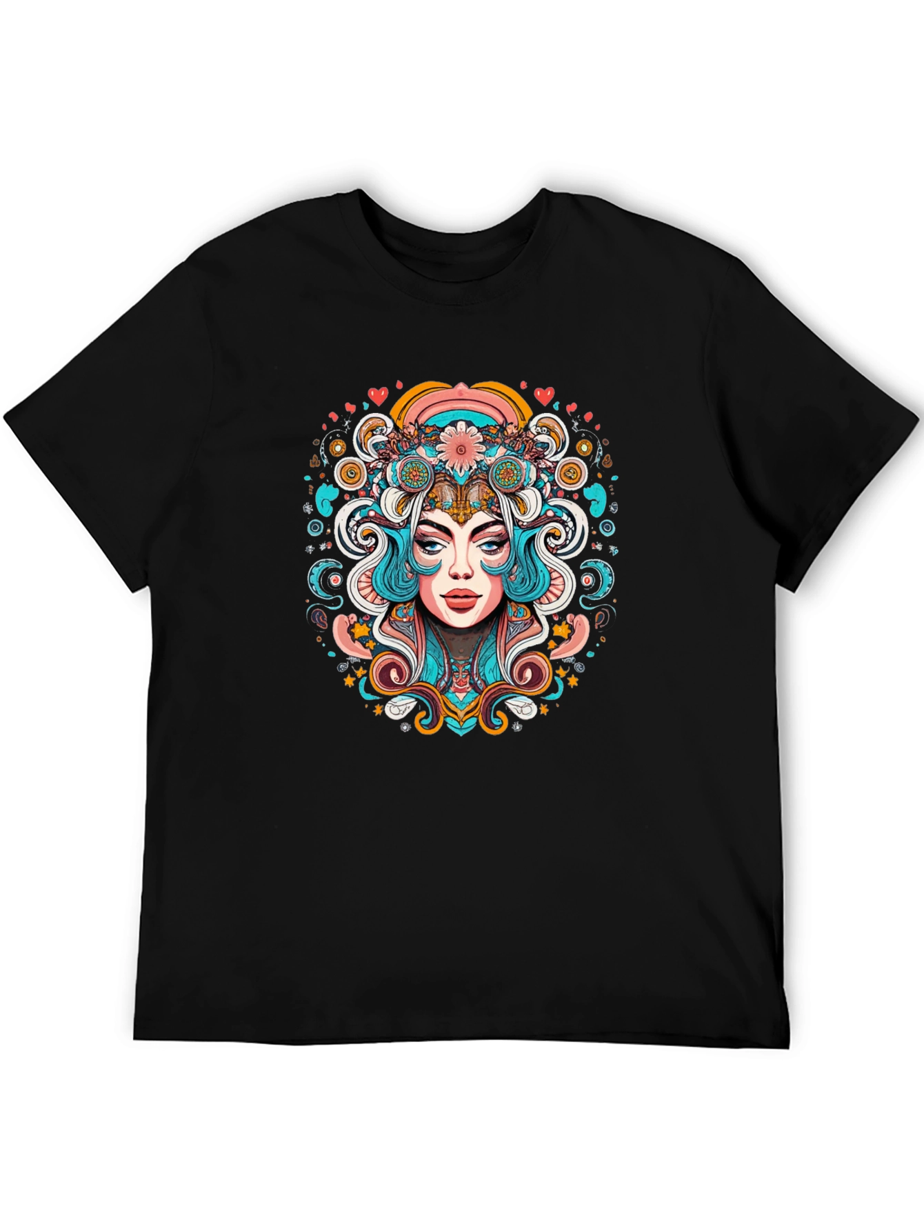 Psychedelic Woman Graphic Tee - Black Unisex T-Shirt