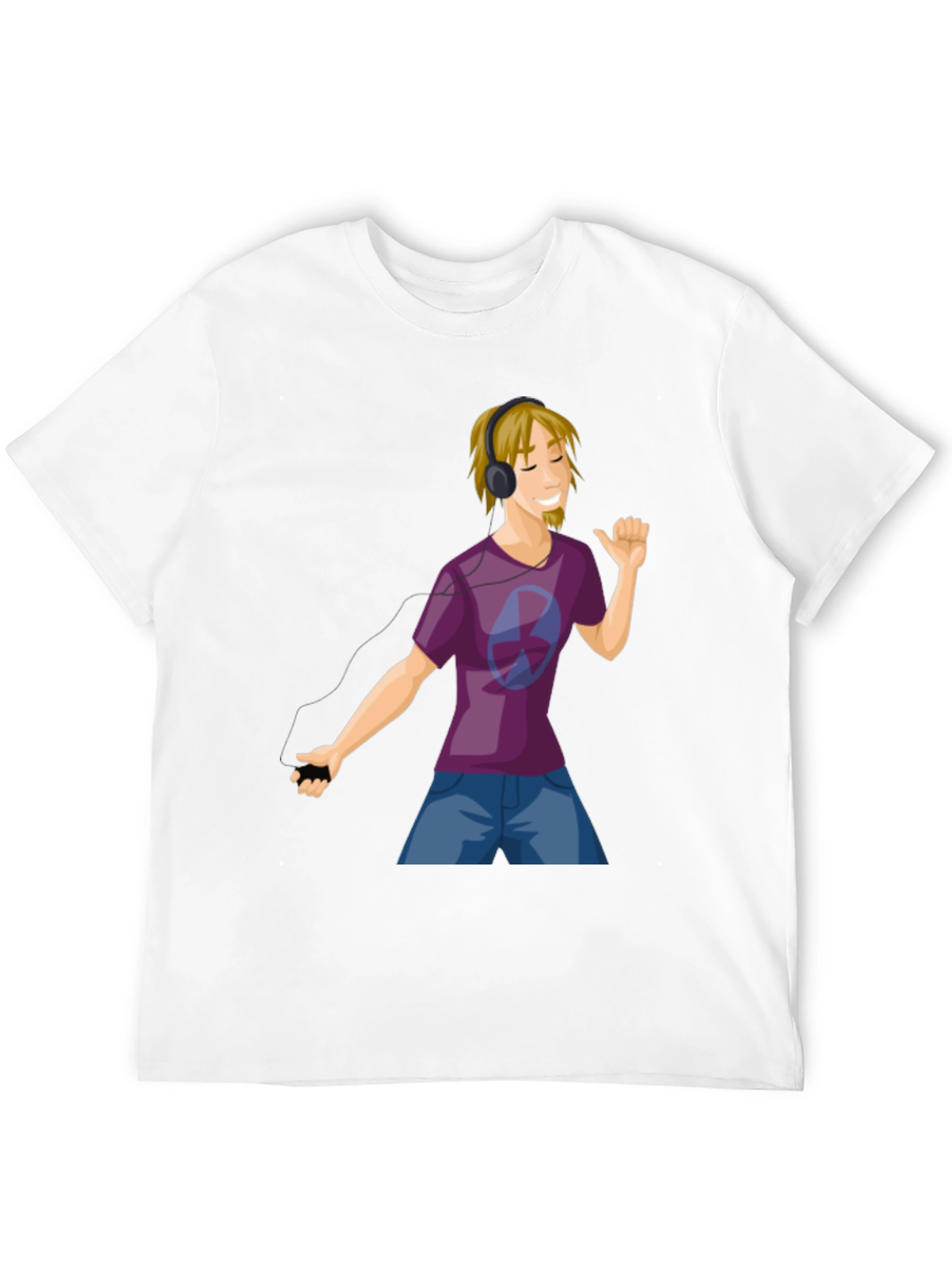 Mans Graphic Tee - Cartoon Music Lover