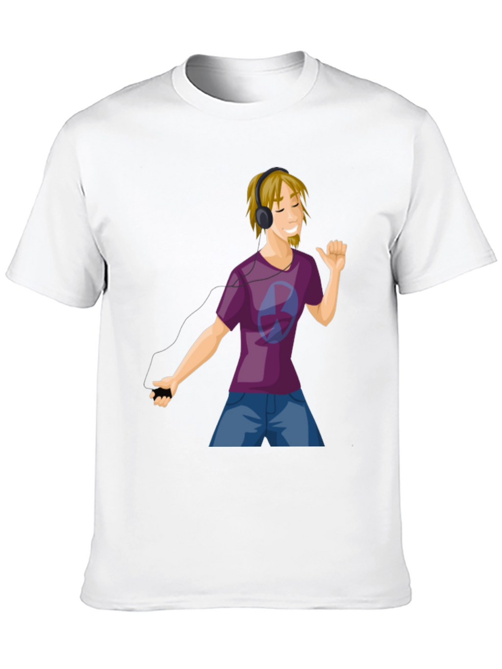 Mans Graphic Tee - Cartoon Music Lover