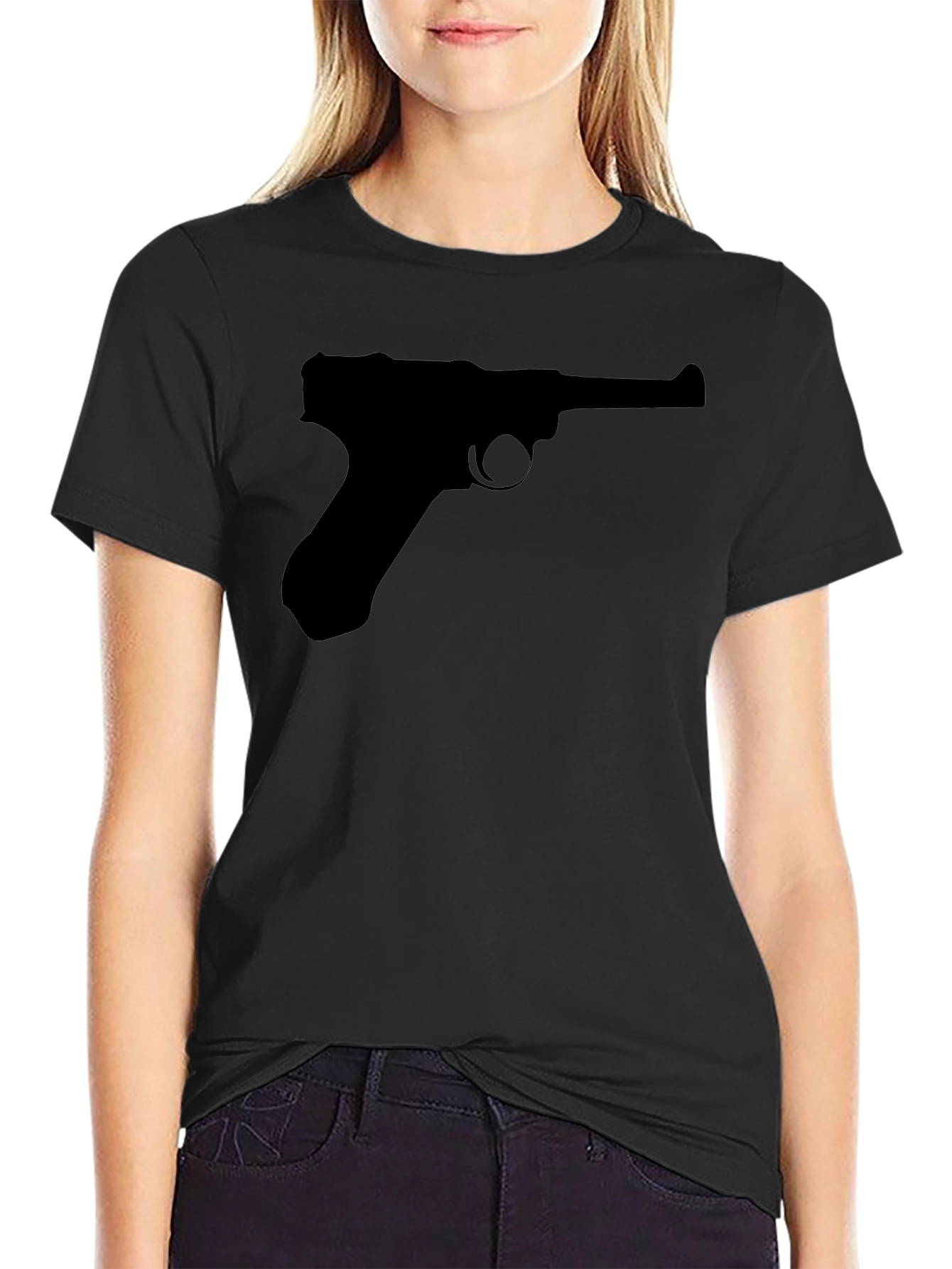 Gun Silhouette Graphic Tee - Black