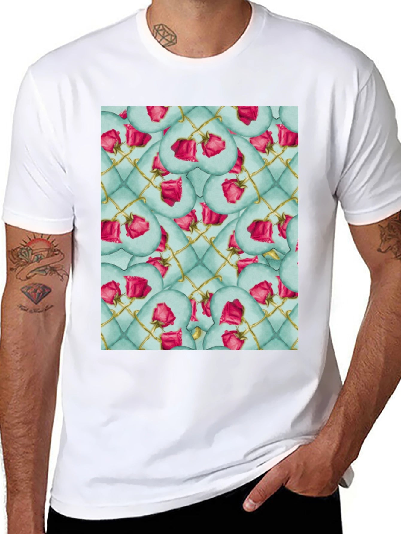 Rose Heart Quilted Pattern Tee