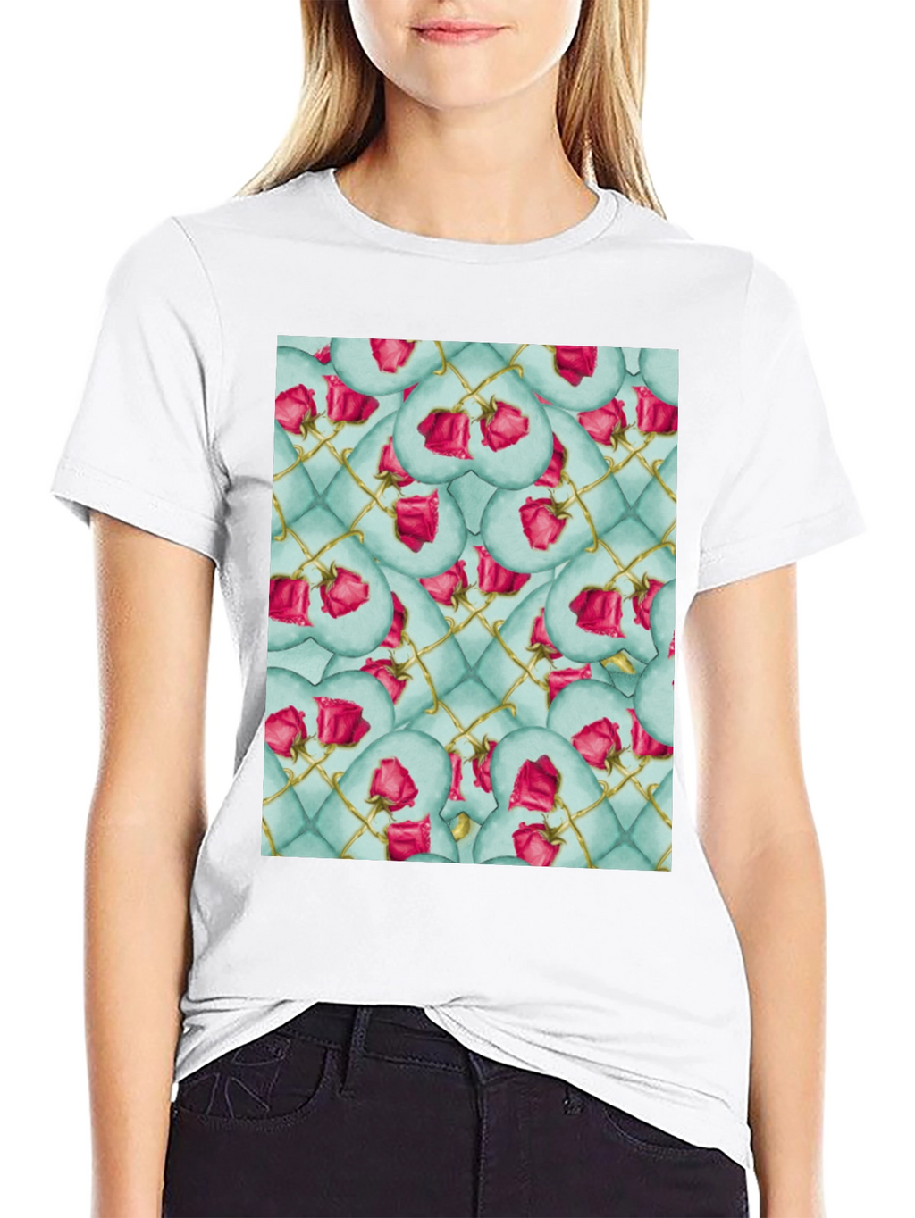 Rose Heart Quilted Pattern Tee