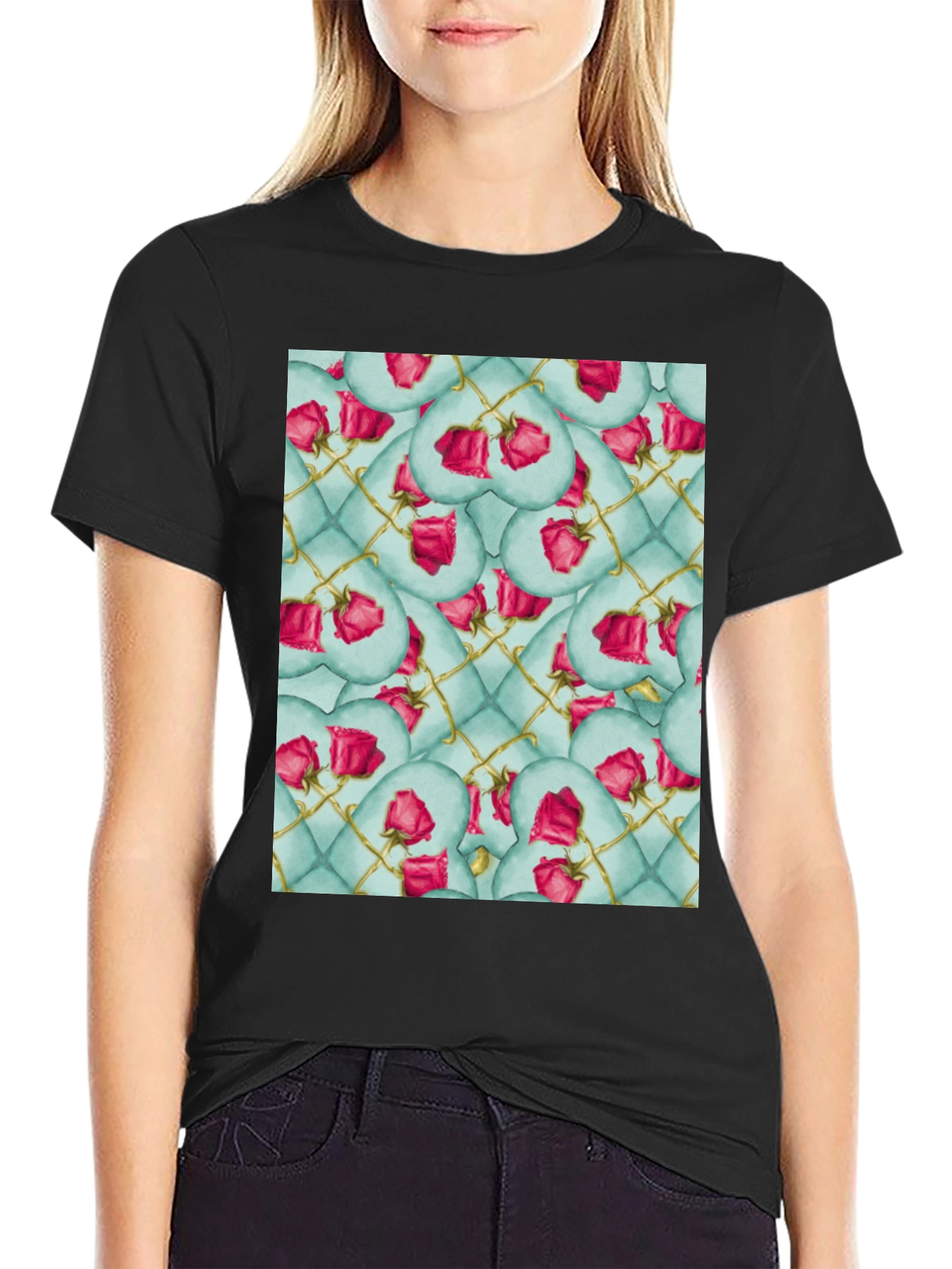 Rose Heart Quilted Pattern Tee