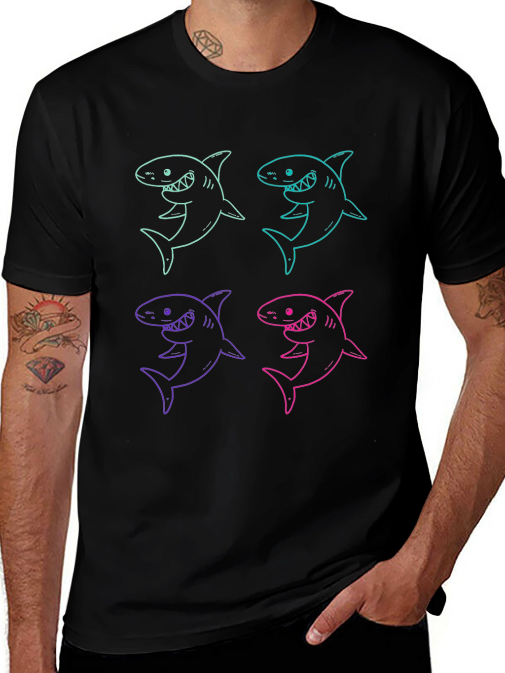 Shark Graphic Print Mens T-Shirt