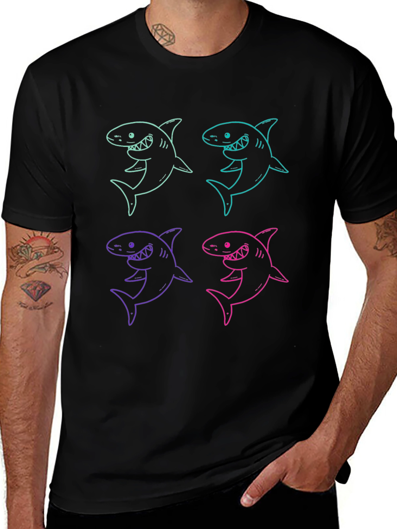 Shark Graphic Print Mens T-Shirt