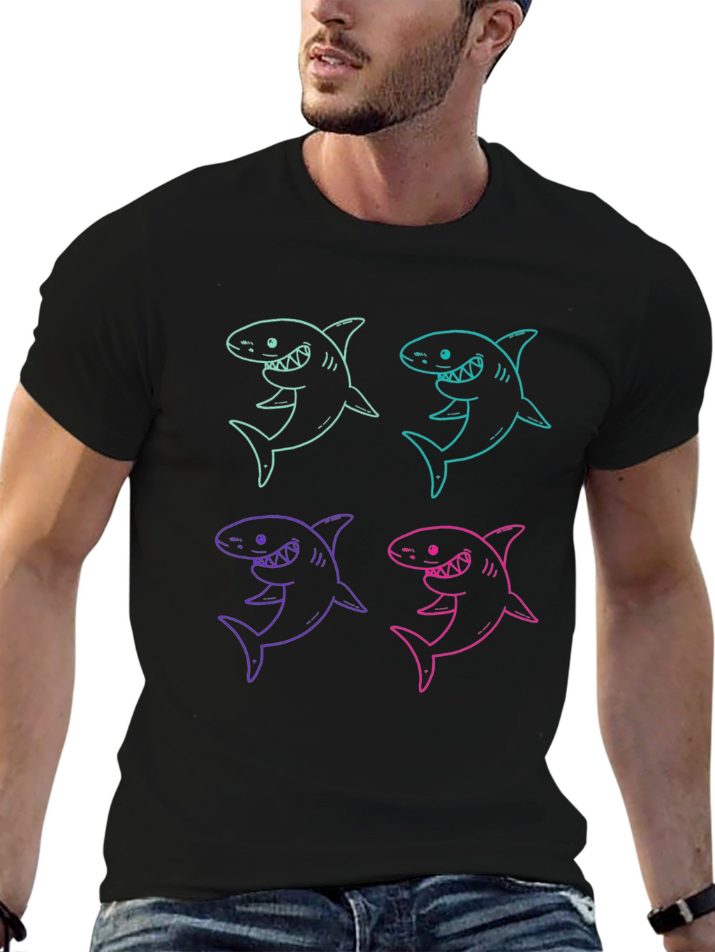 Shark Graphic Print Mens T-Shirt