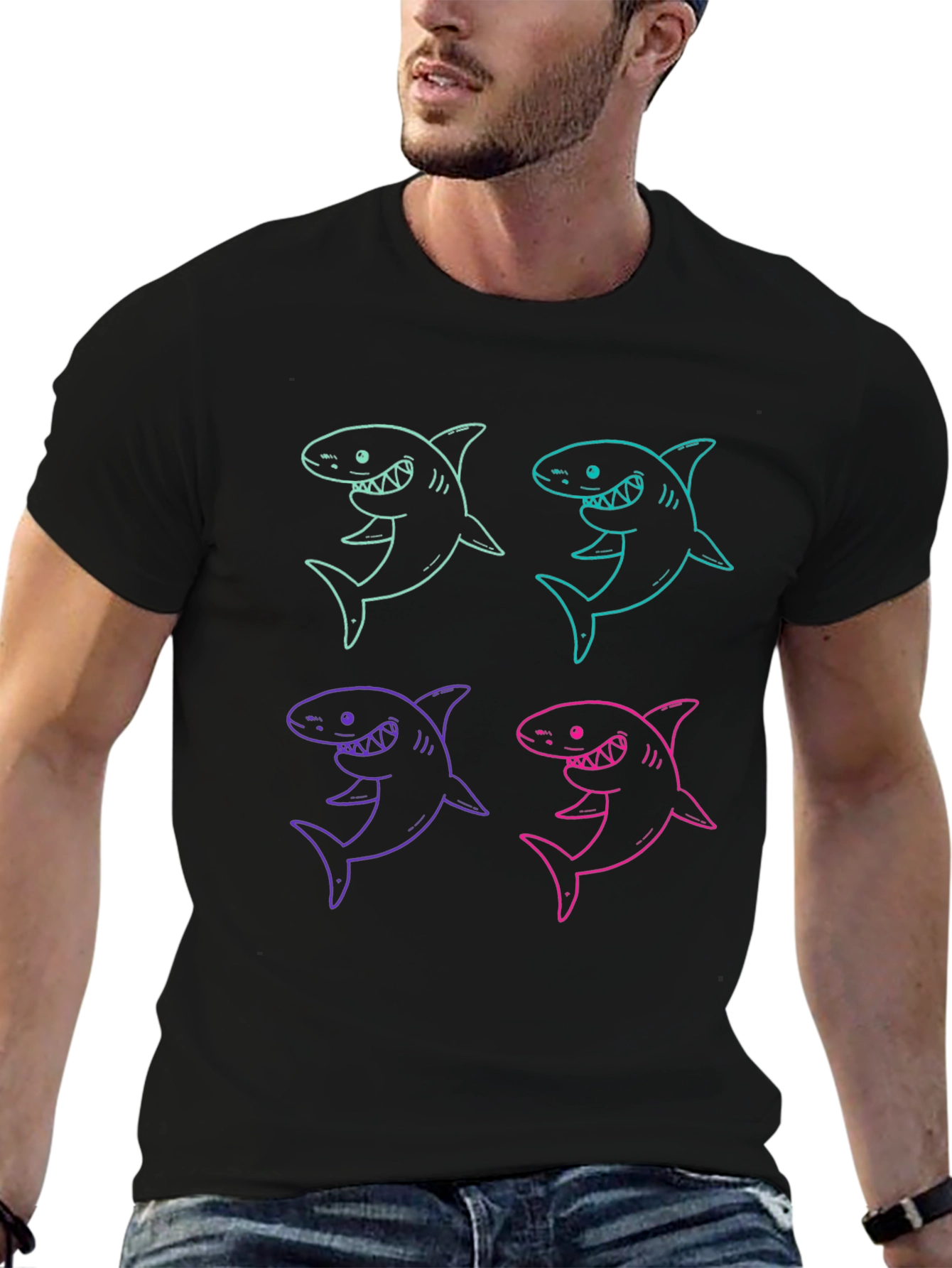 Shark Graphic Print Mens T-Shirt