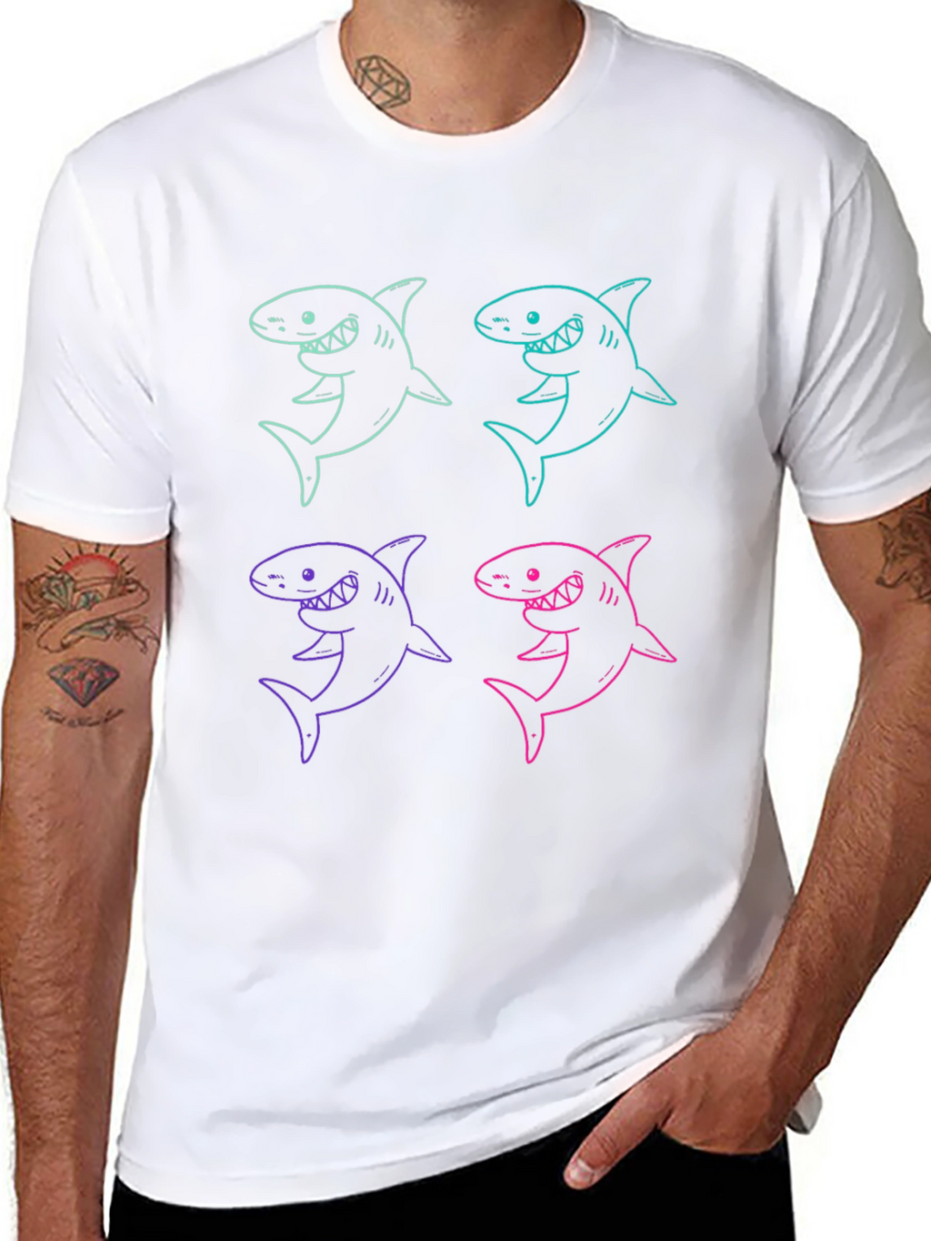 Shark Graphic Print Mens T-Shirt