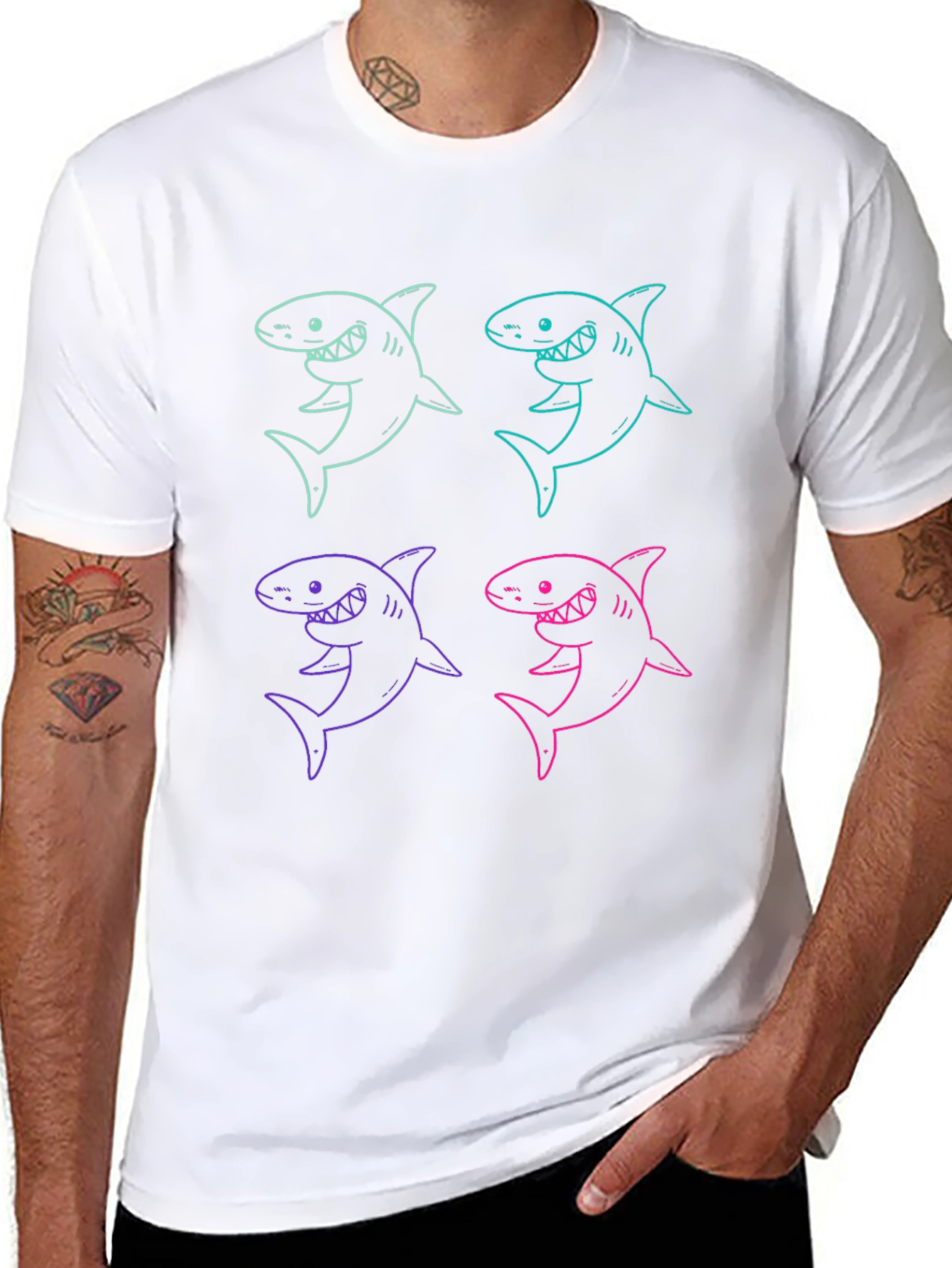 Shark Graphic Print Mens T-Shirt