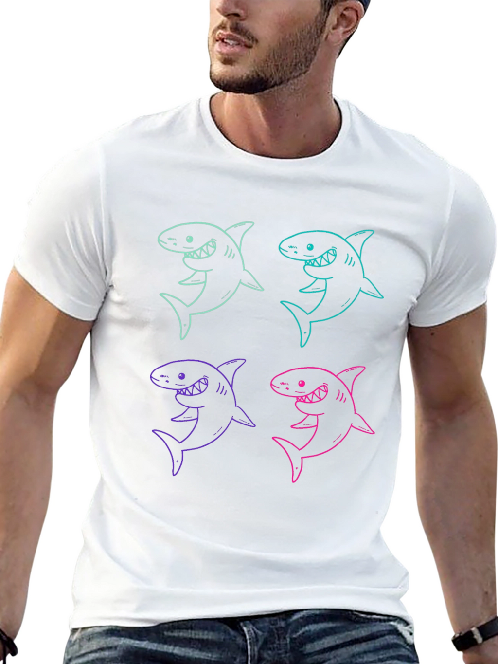Shark Graphic Print Mens T-Shirt