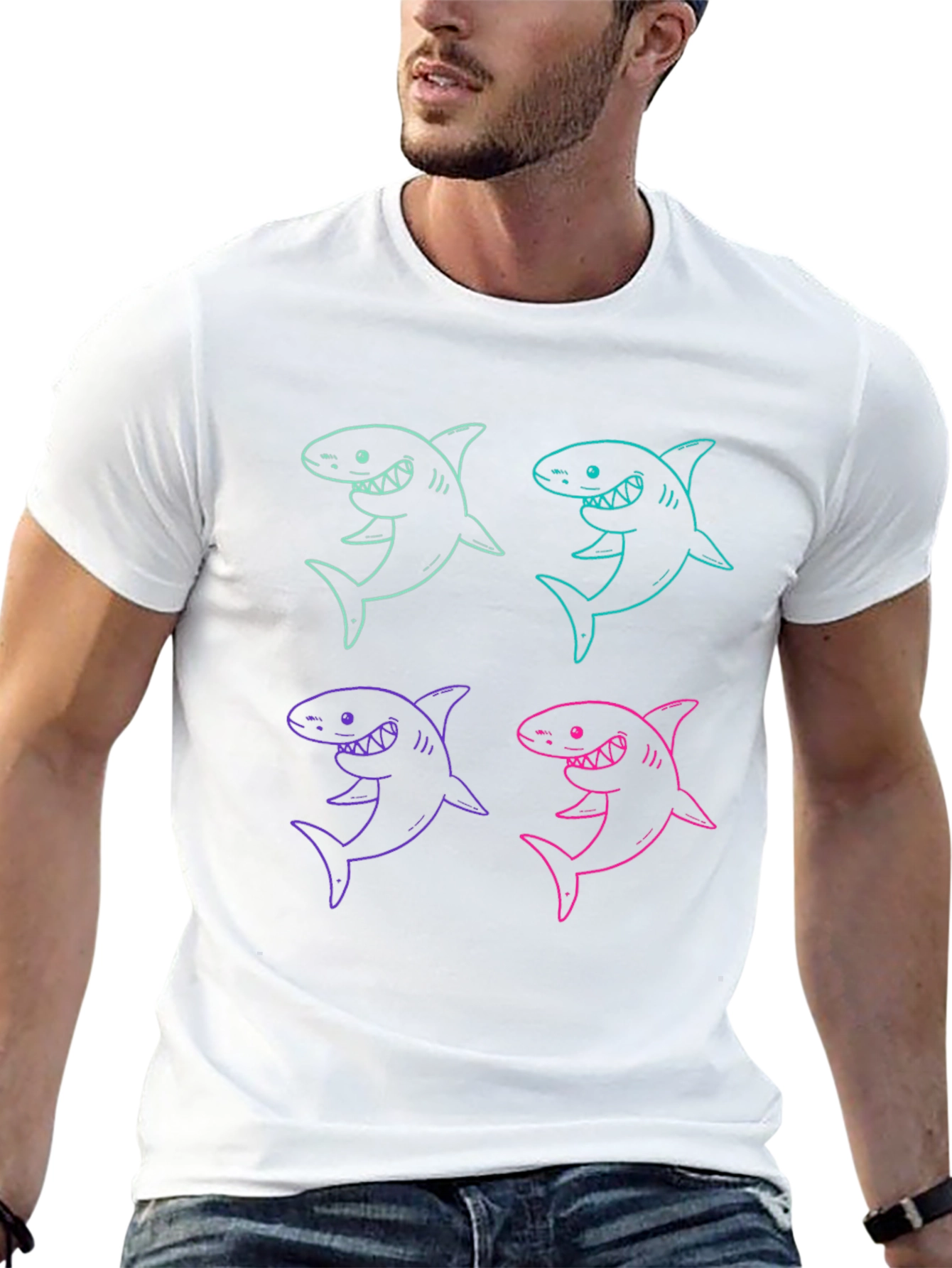 Shark Graphic Print Mens T-Shirt