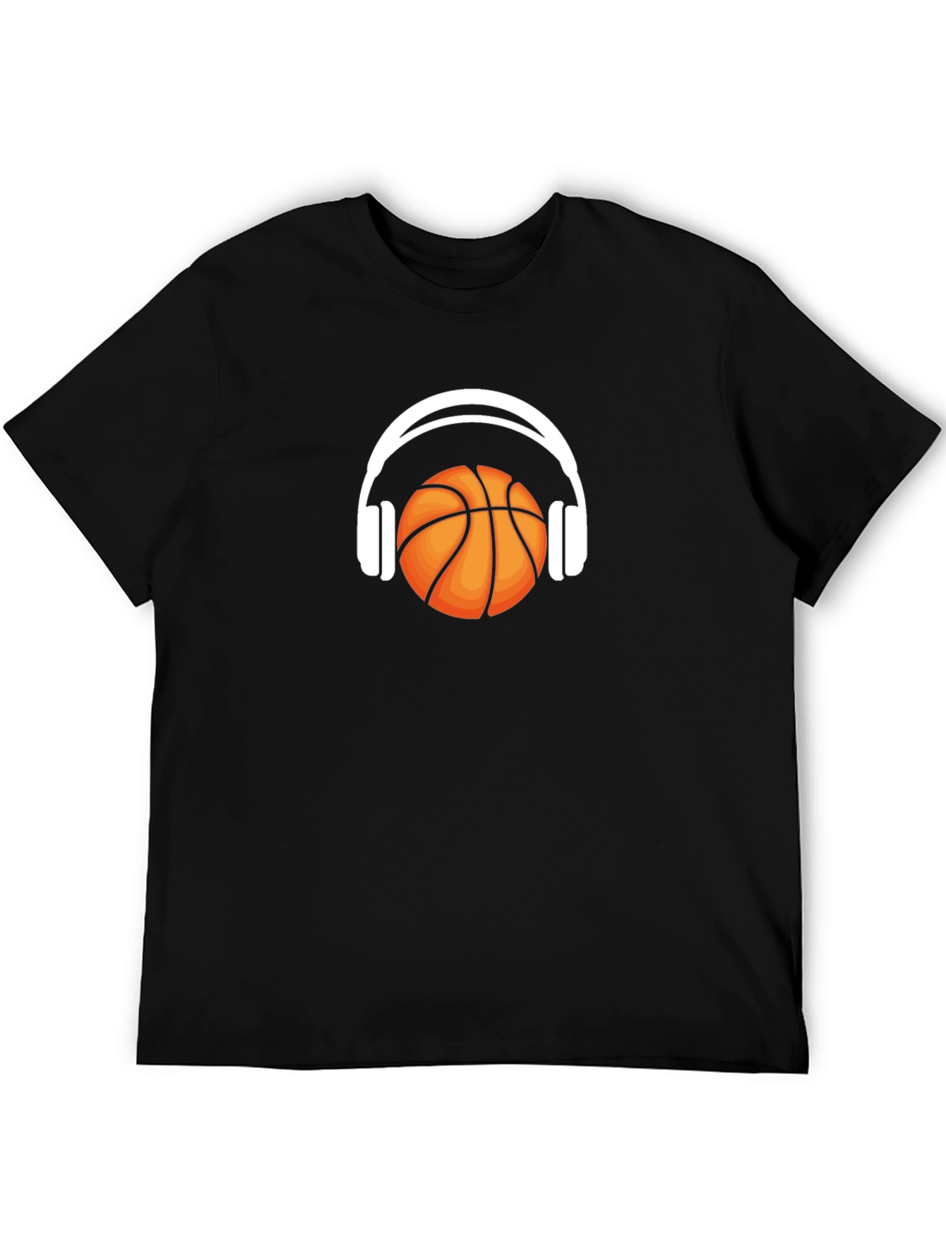 Basketball Headphones Graphic T-Shirt - Stylish Mens Tee