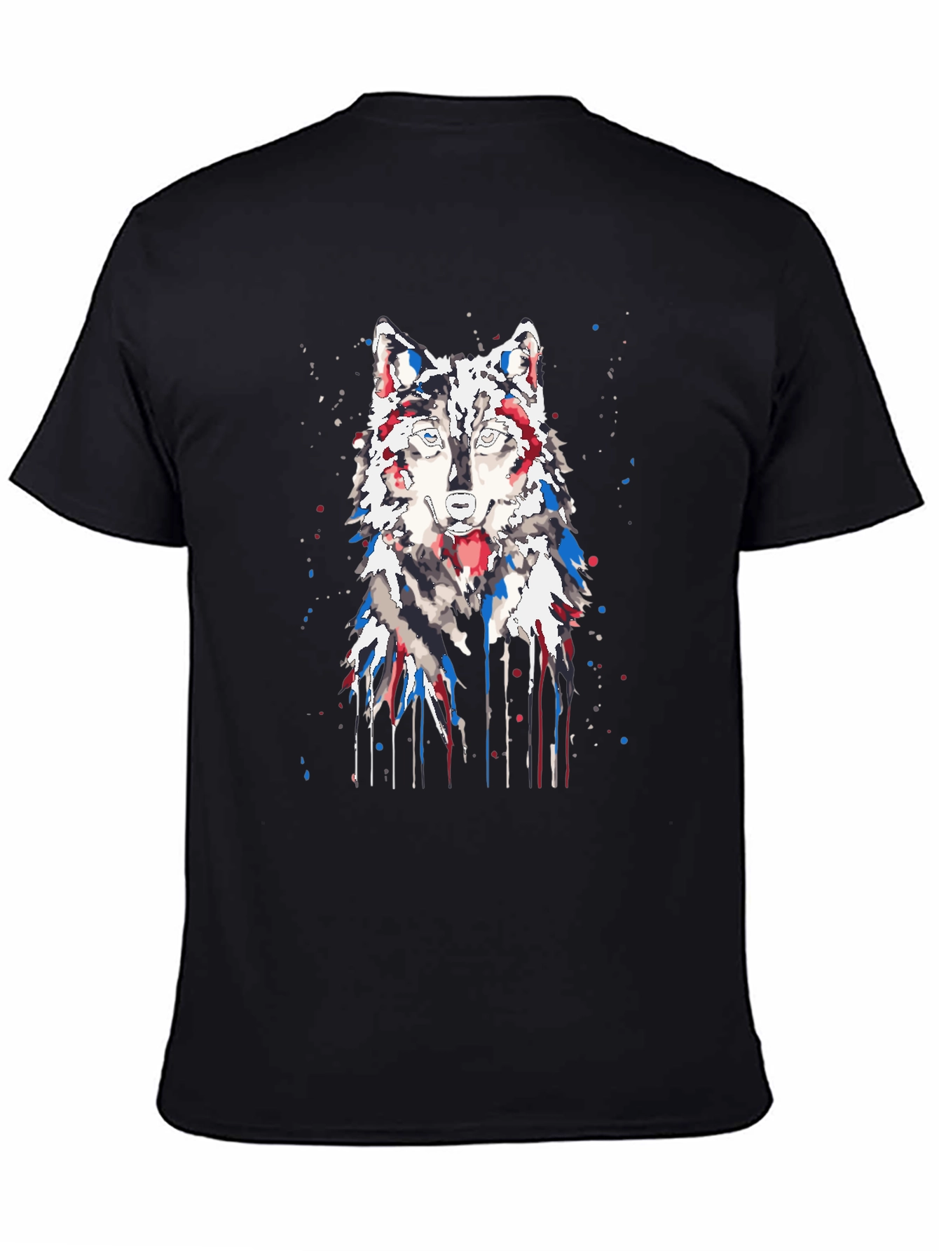 Watercolor Wolf Graphic T-Shirt - Black