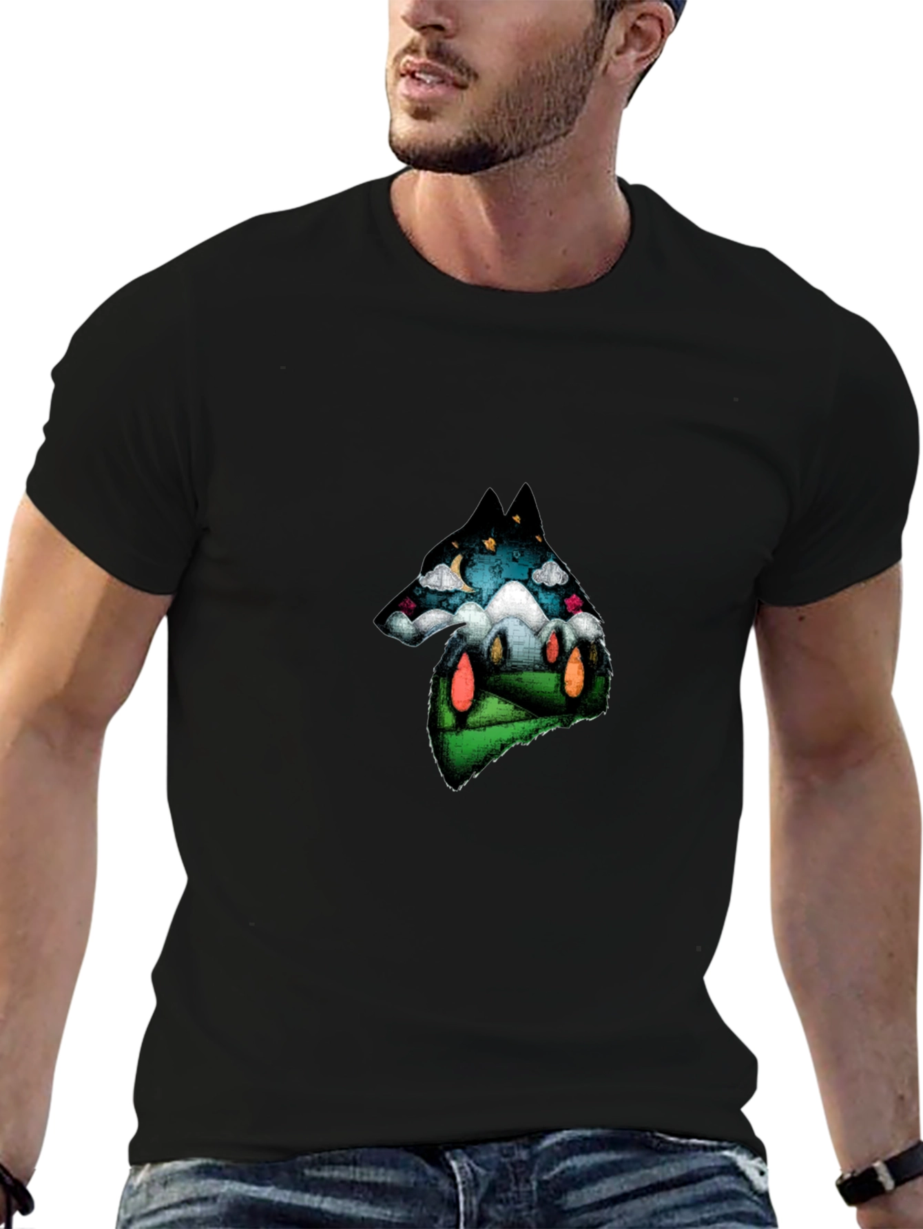 Wolf Landscape Graphic T-Shirt - Unique Design