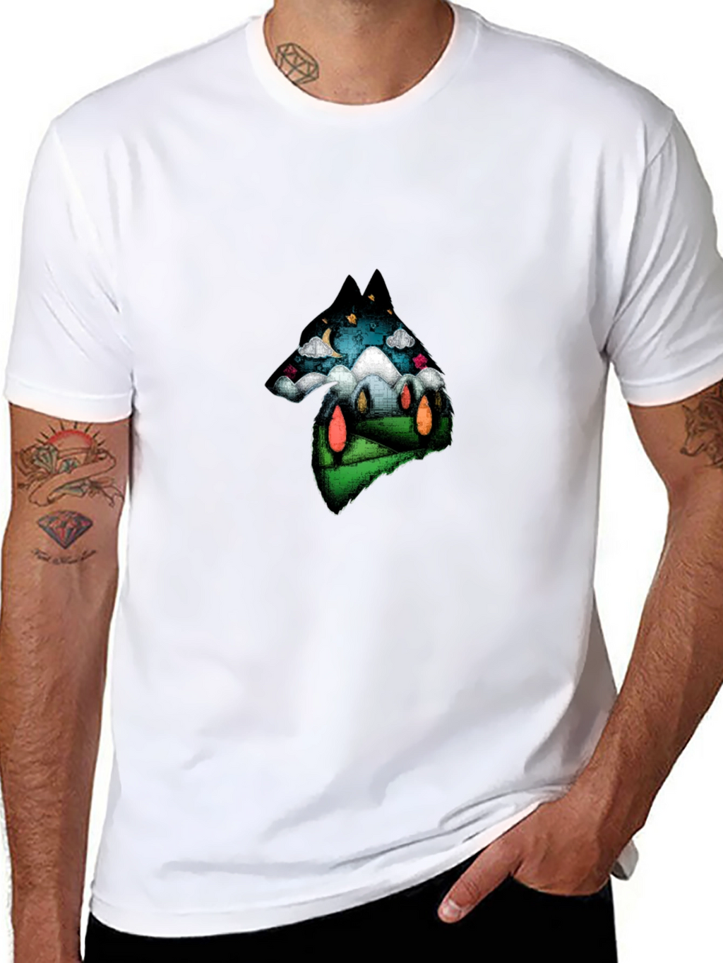 Wolf Landscape Graphic T-Shirt - Unique Design